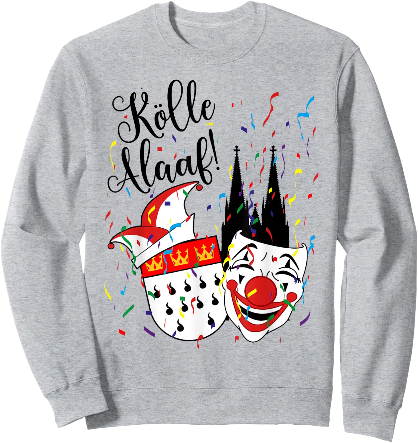 Karneval Fasching Konfetti Party Alaaf Kostüm Kölle Alaaf Confetti Carnival Parade for Adults, Children, Multicoloured, Small, Short Sleeves, Spring, 1 Count Sweatshirt - Sweatshirt | Ash