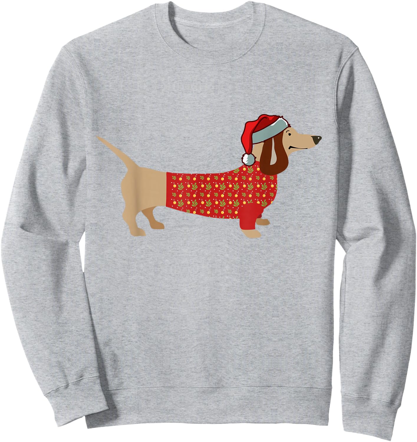 Christmas Weiner Daschund Doxie in Dog Dress Women Kids Sweatshirt - Sweatshirt | Ash