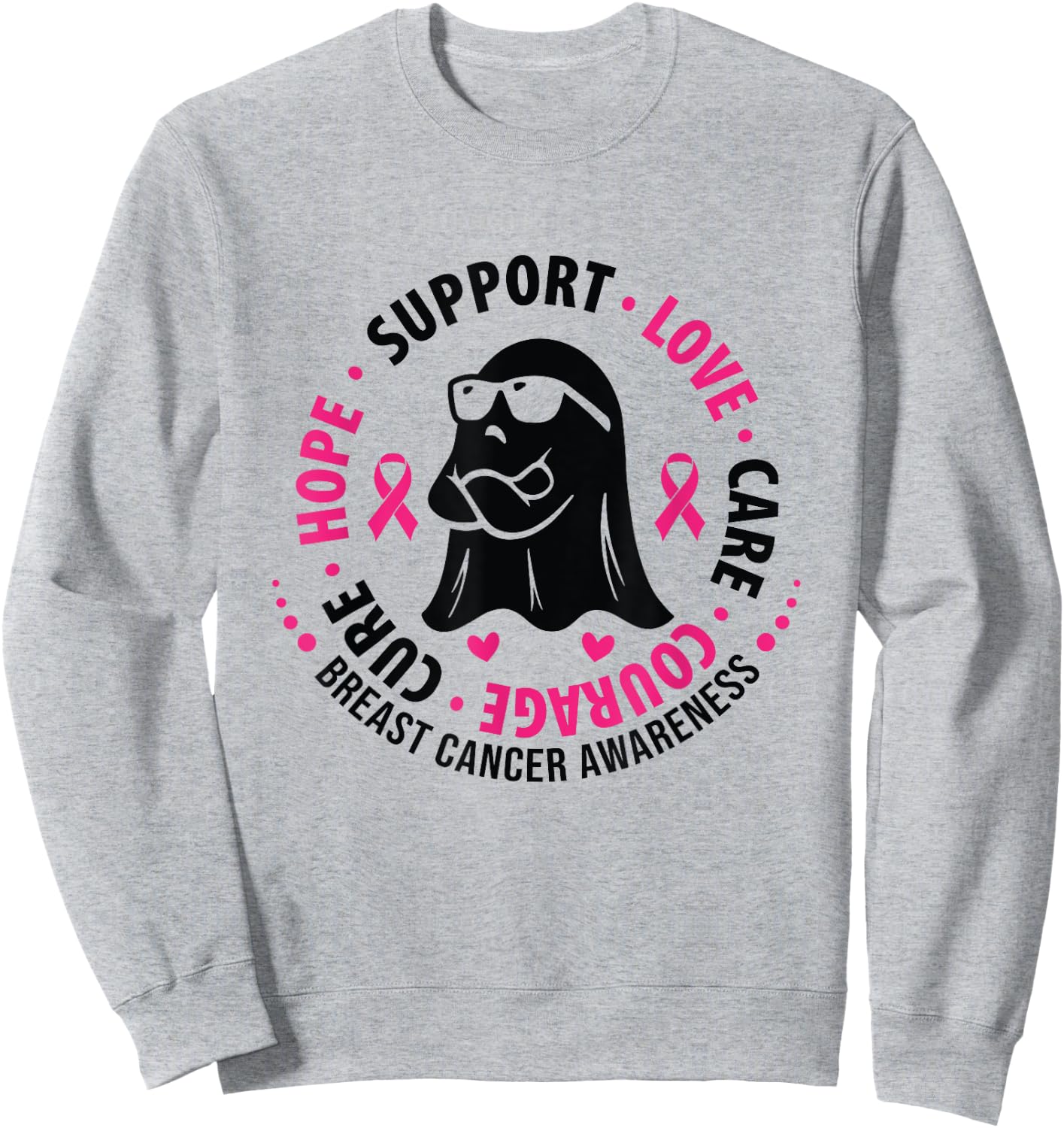Fight Breast Survivor American Flag Breast Cancer Awareness Sweatshirt - Sweatshirt | Ash