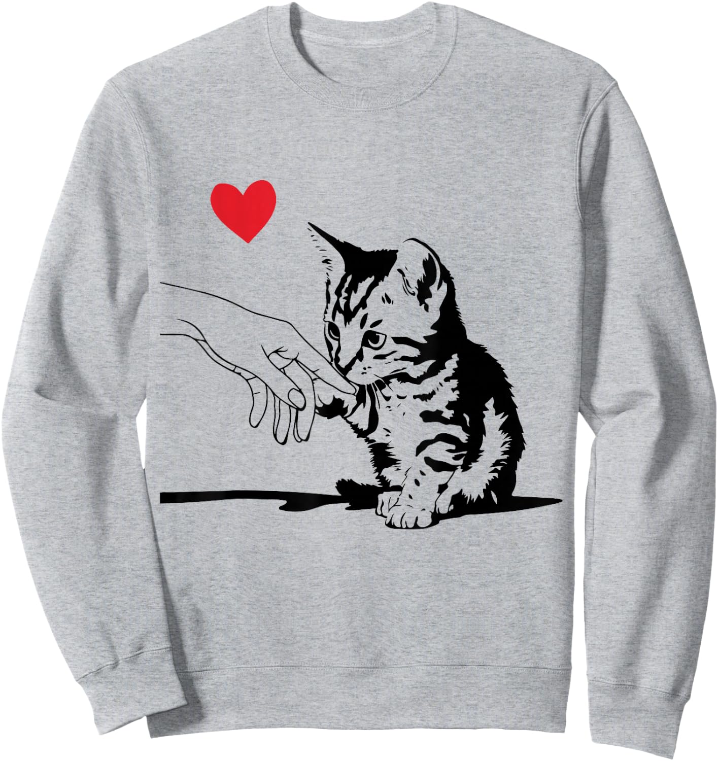 Cute Tabby Cat Love Heart Kitten Mom Dad Toddler Lover Gift Sweatshirt - Sweatshirt | Ash