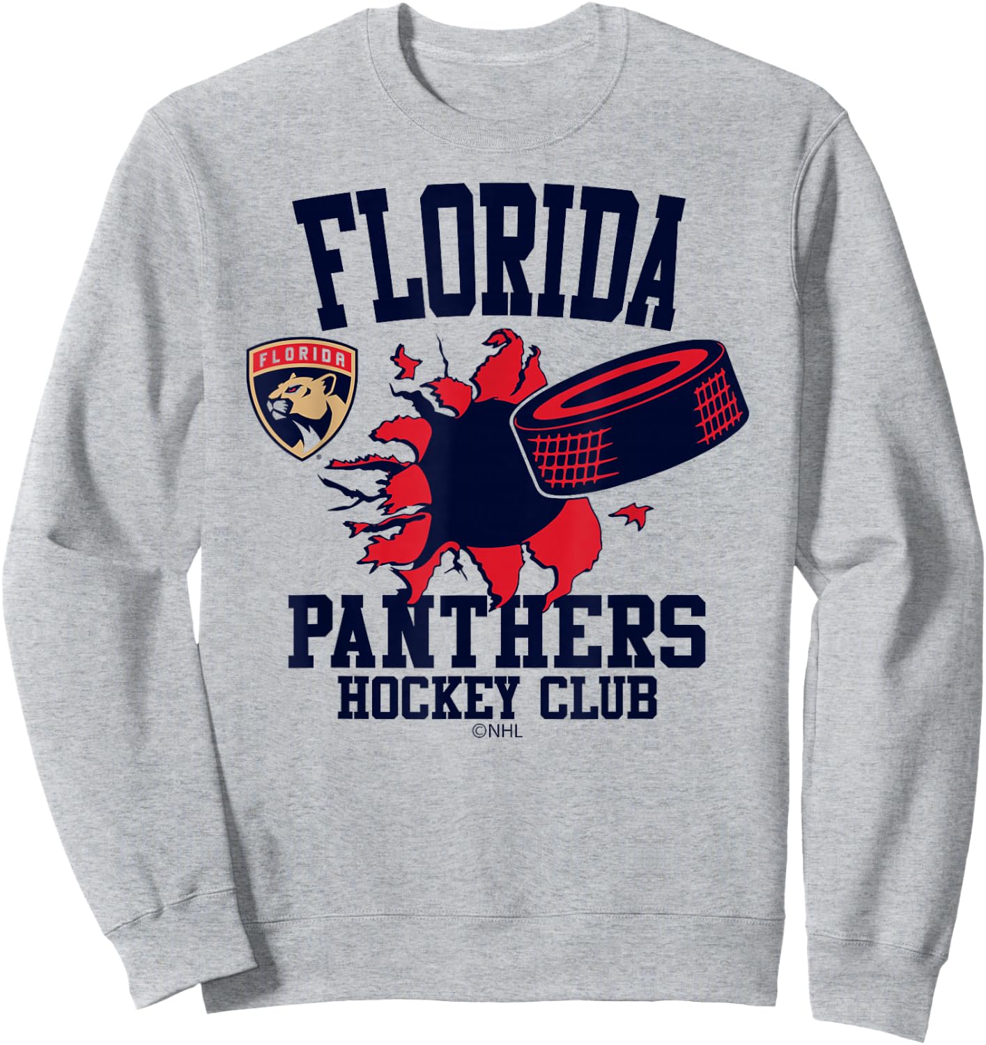 Florida Panthers Hockey Puck Burst White Officially Licensed Sweatshirt - Sweatshirt | Ash
