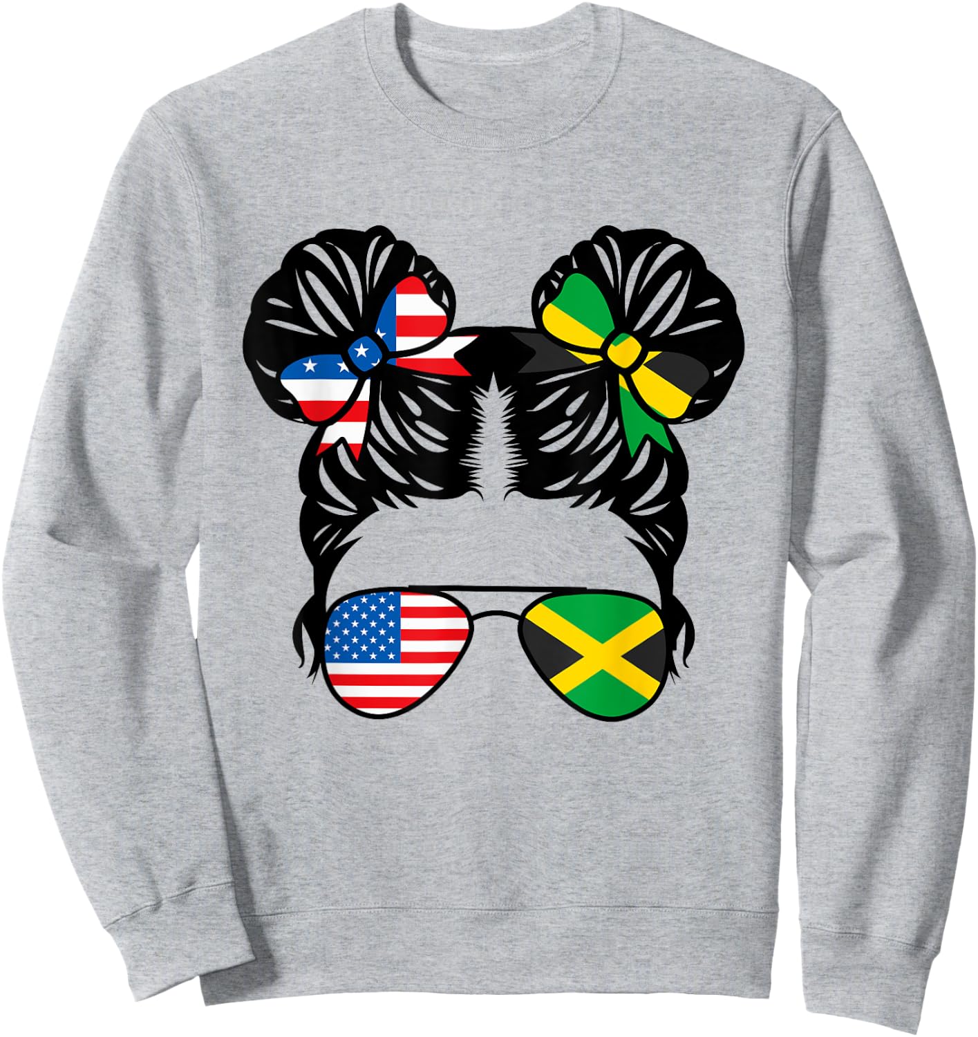 Half American Half Jamaican Girl USA Jamaica Flag Patriot Sweatshirt - Sweatshirt | Ash