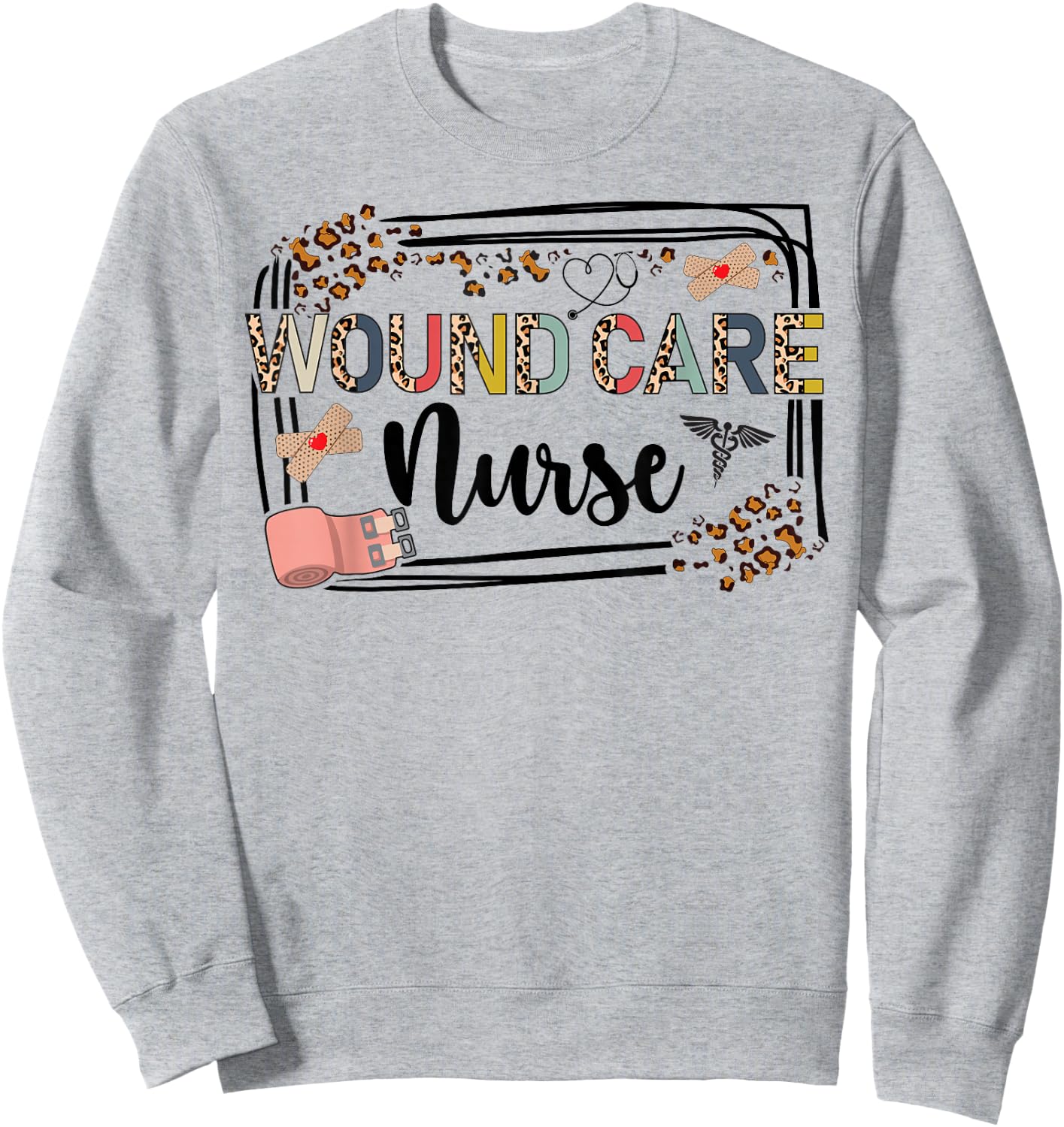 Wound Care Nurse Leopard Wound Nurse Wound Care Nursing Sweatshirt - Sweatshirt | Ash