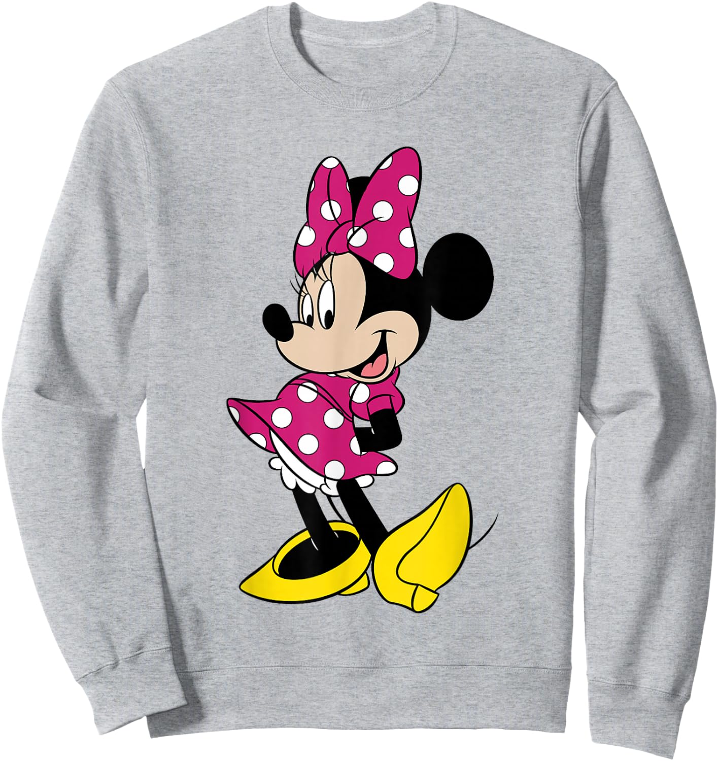 Disney Minnie Mouse Pink & White Polka Dots Dress Portrait Sweatshirt - Sweatshirt | Ash