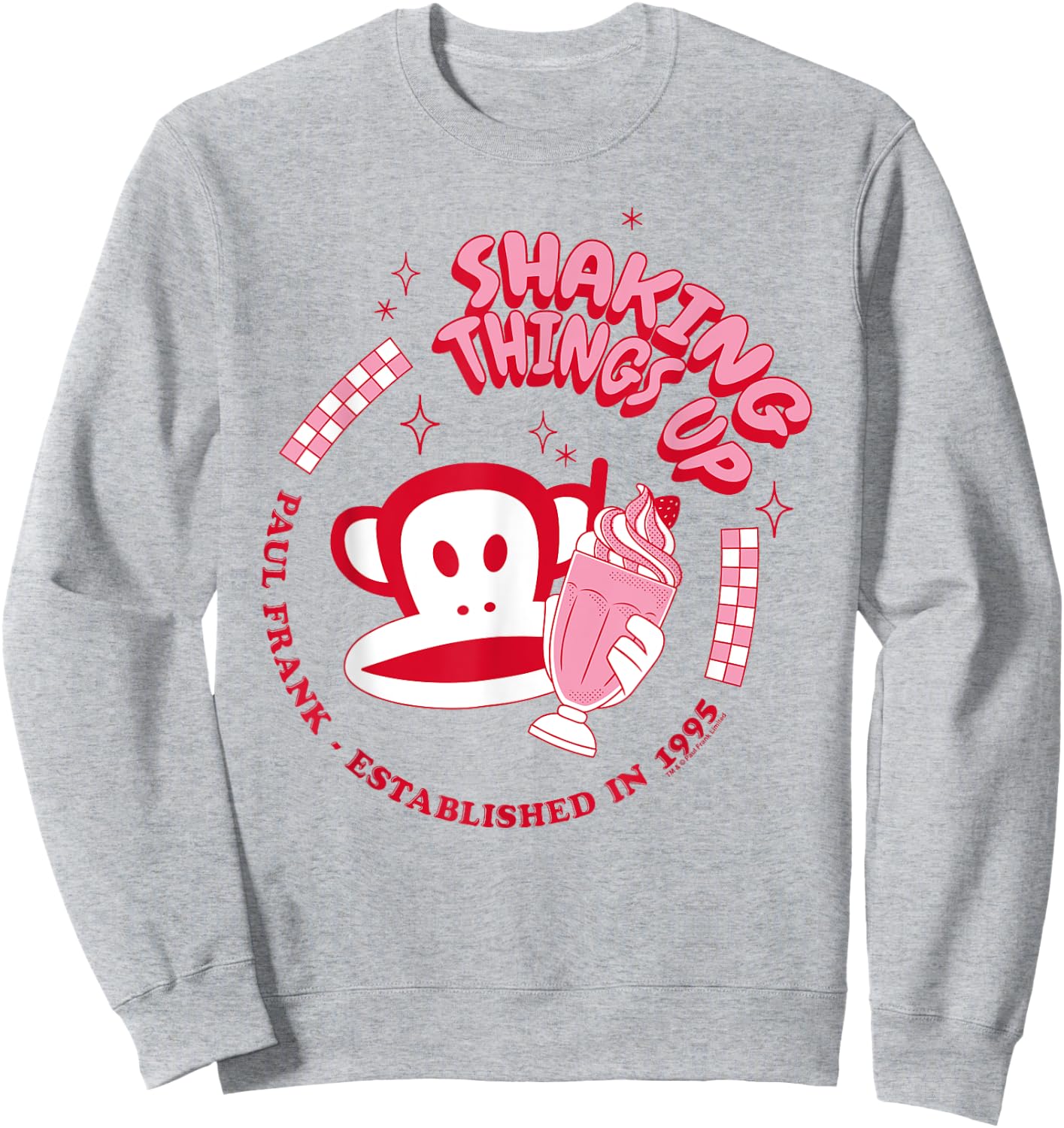 Paul Frank Red Julius Monkey Shaking Things Up Milkshake, white, S Sweatshirt - Sweatshirt | Ash