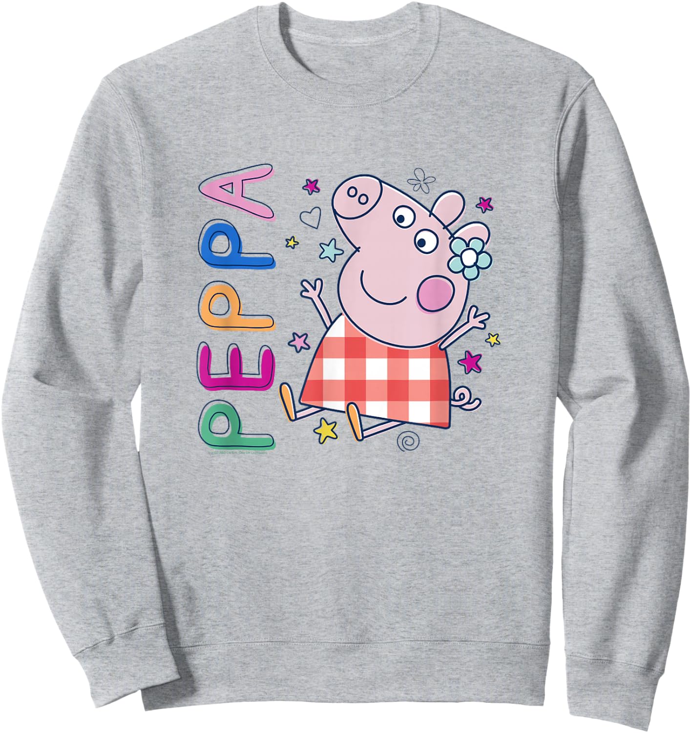 Peppa Pig Colourful Text Plaid Dress Cute Drawing Sweatshirt - Sweatshirt | Ash