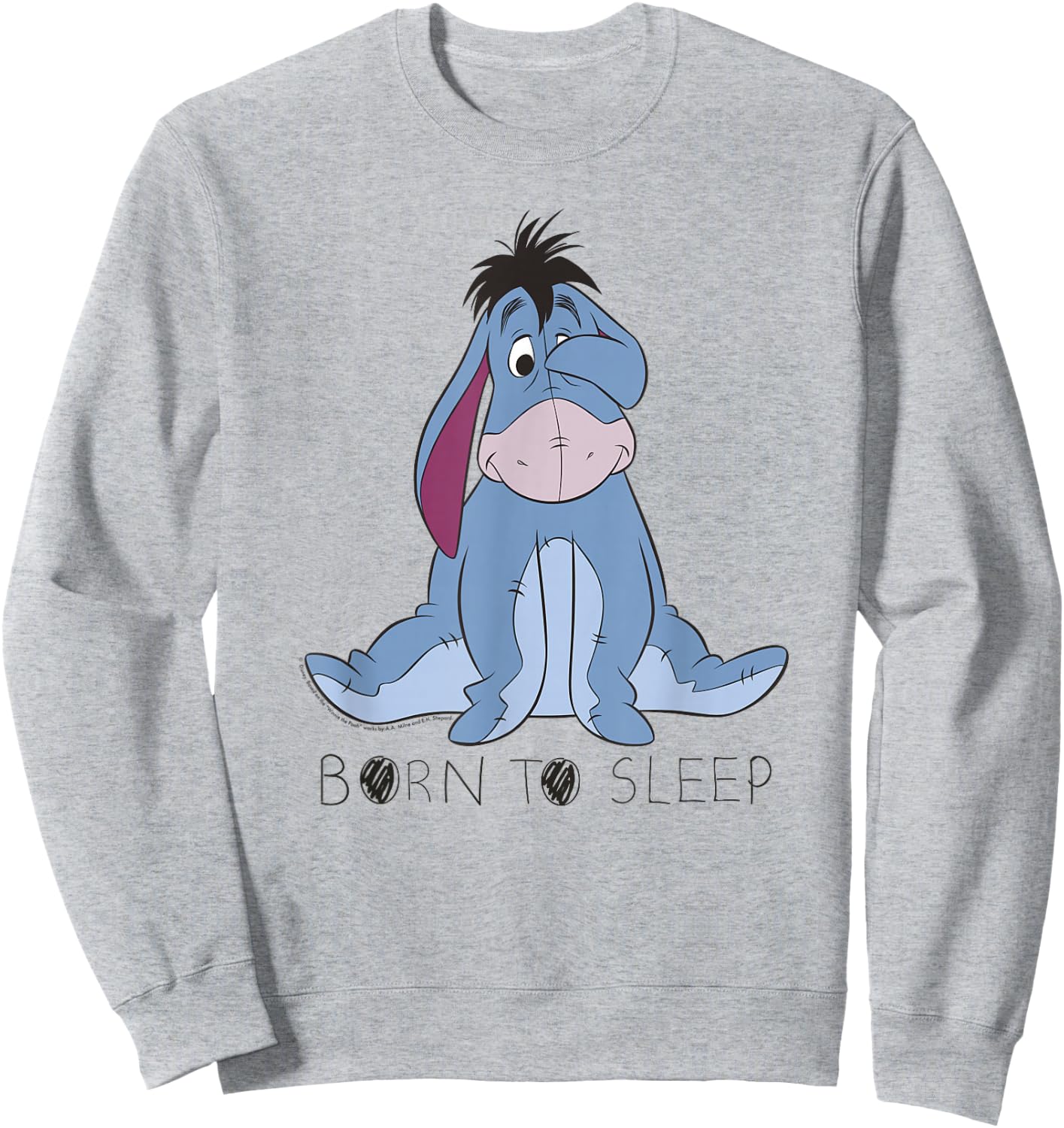 Disney Winnie the Pooh Eeyore Born To Sleep , White Sweatshirt - Sweatshirt | Ash