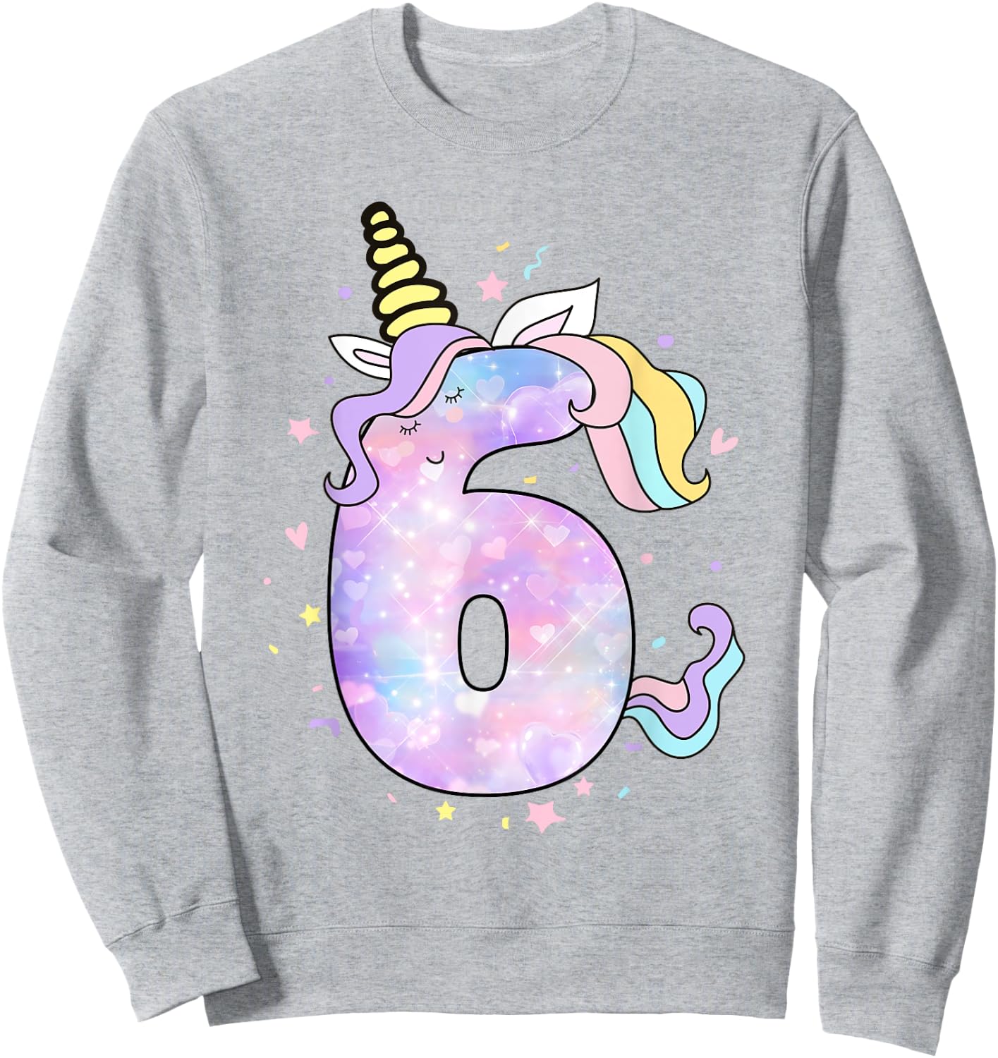 Unicorn Birthday Shirts for Girls Outfit 6th Six Year Old Sweatshirt - Sweatshirt | Ash