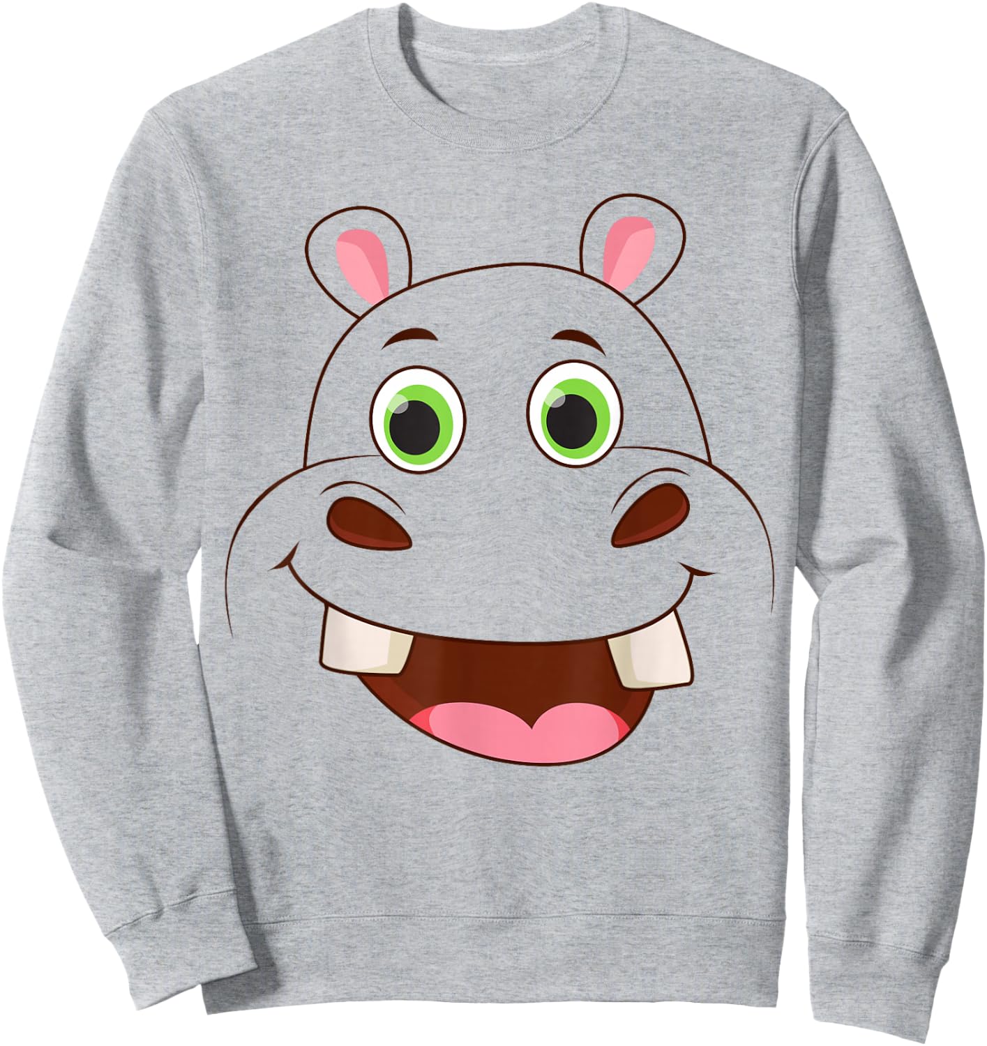 Cute Hippo Face Costume Animal Costume for Kids and Toddlers Sweatshirt - Sweatshirt | Ash