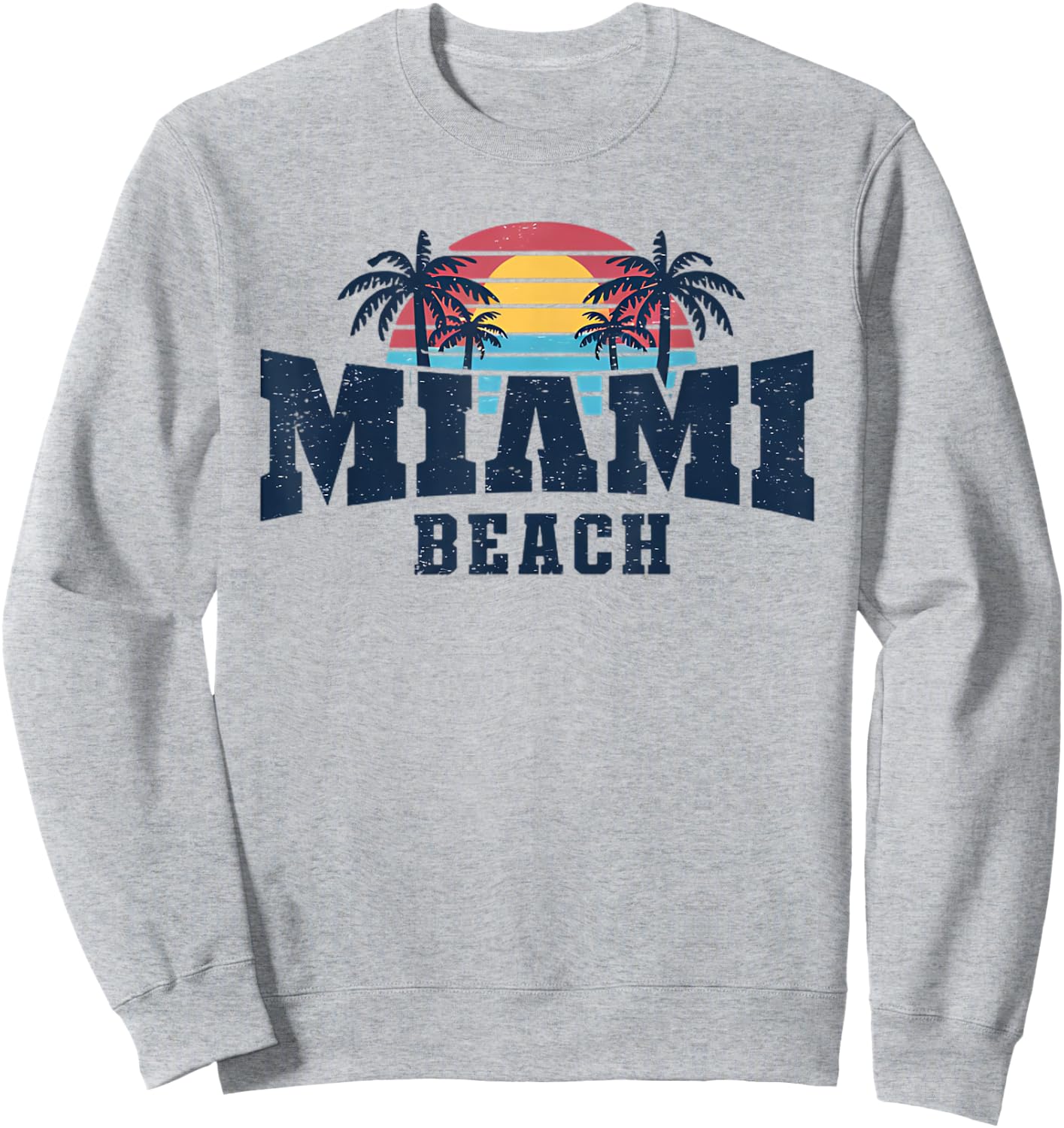 Retro Miami Florida Beach Funny Summer Vacation Trip Group Sweatshirt - Sweatshirt | Ash