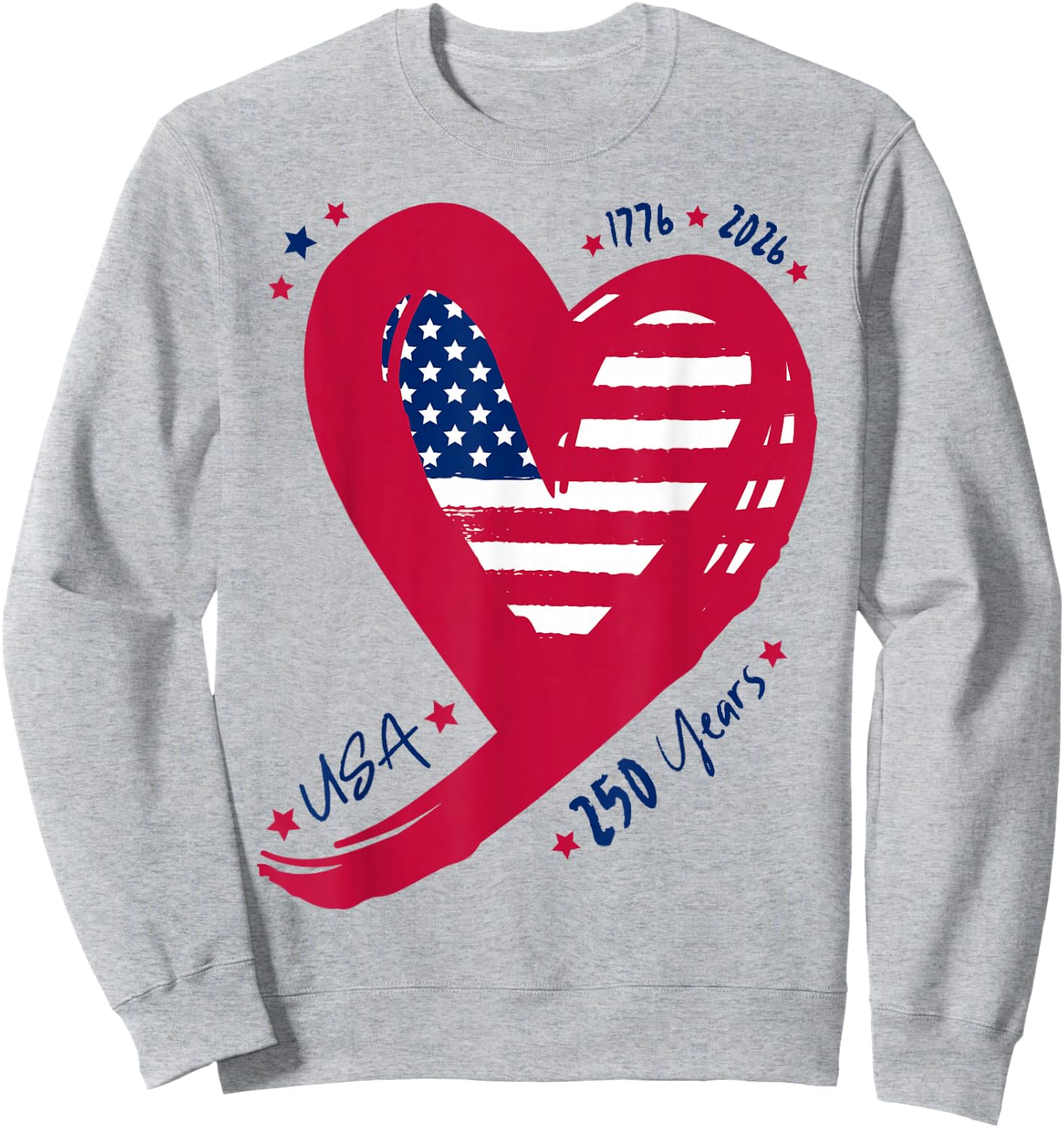 250th Anniversary Patriotic America Flag Heart 250 Years USA Sweatshirt - Sweatshirt | Ash