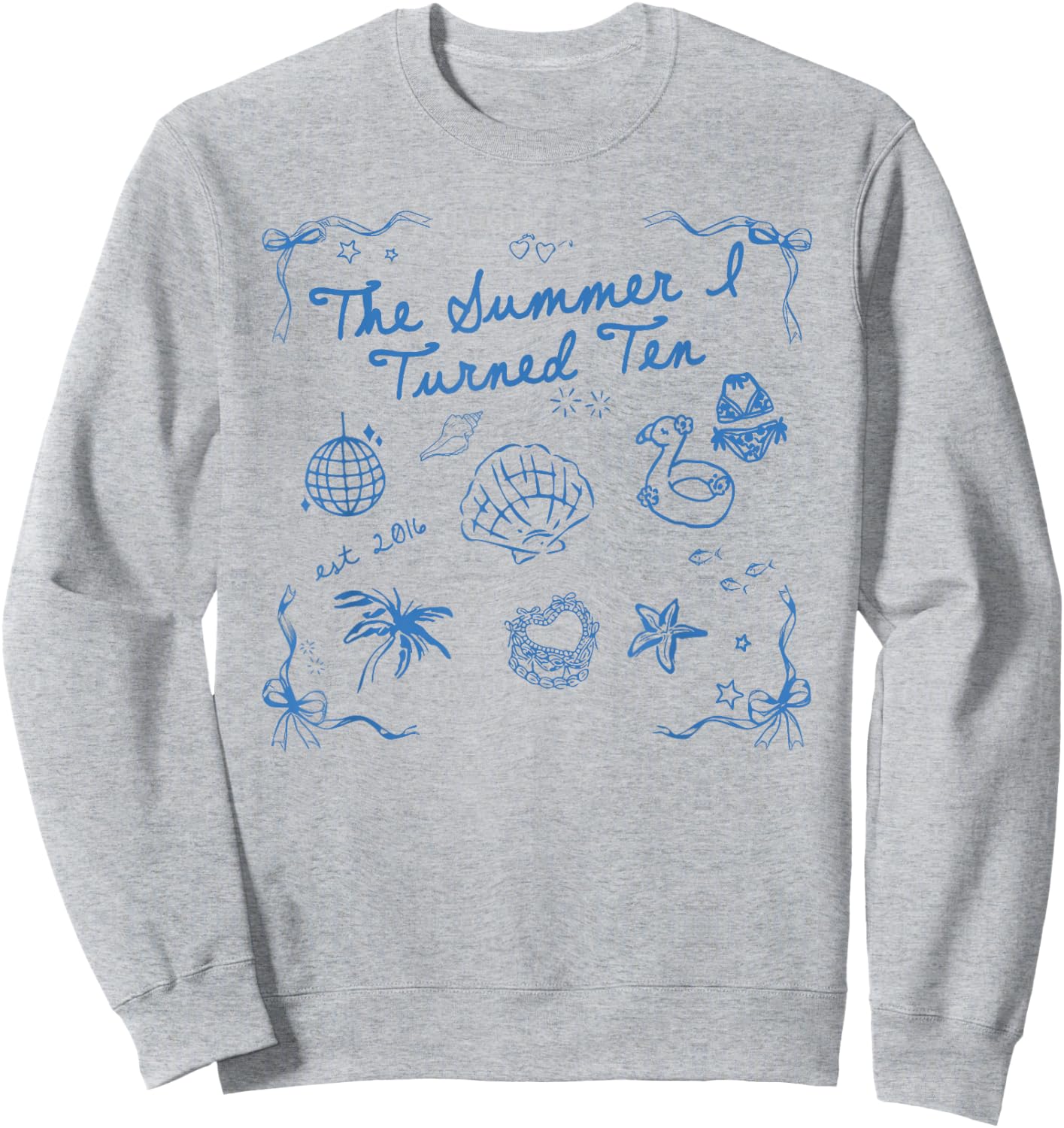 Summer I Turned Ten Year Old Est 2016 10th Birthday Sweatshirt - Sweatshirt | Ash