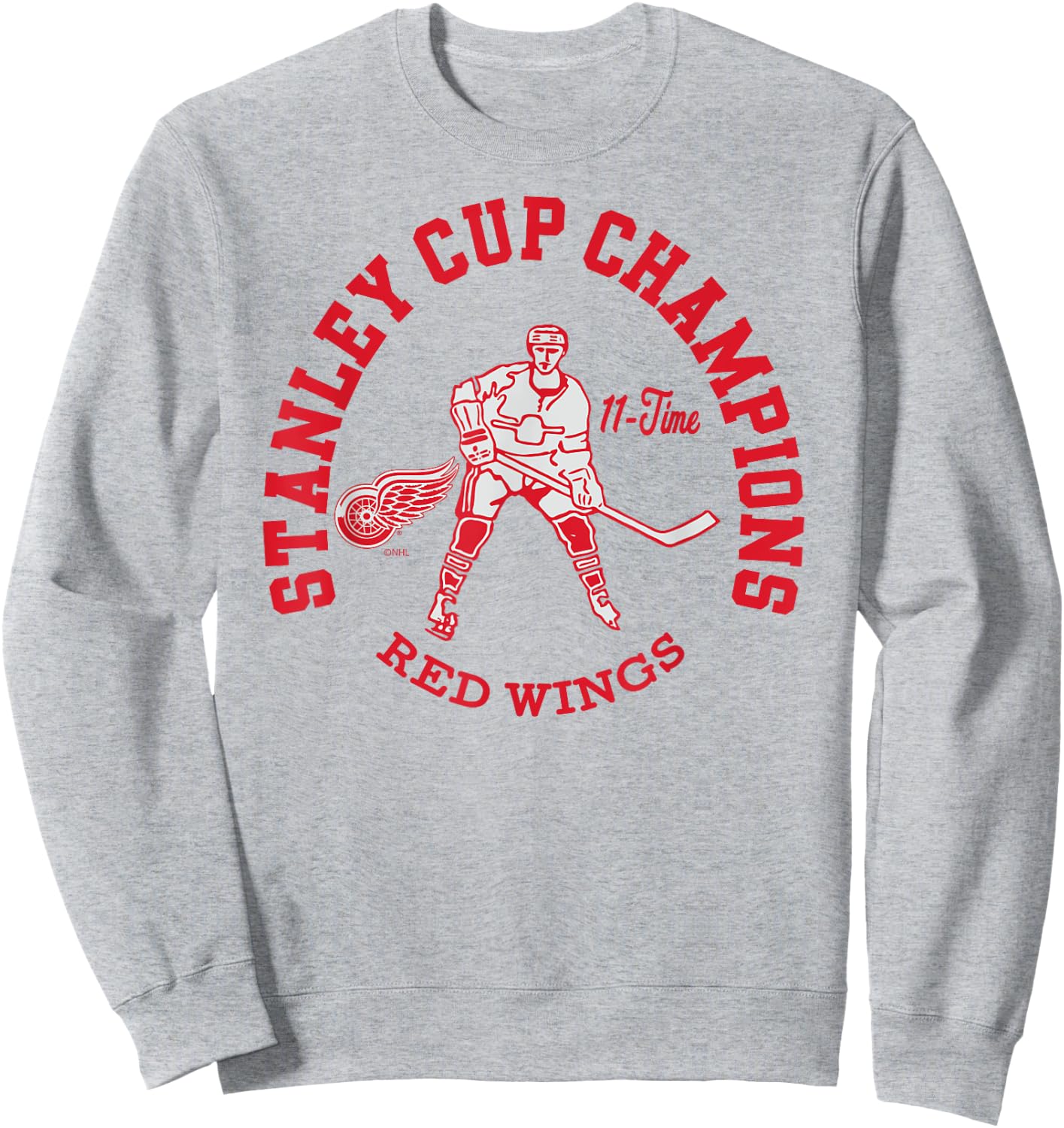 Detroit Red Wings Stanley Cup Champions 11-Time Logo Sweatshirt - Sweatshirt | Ash