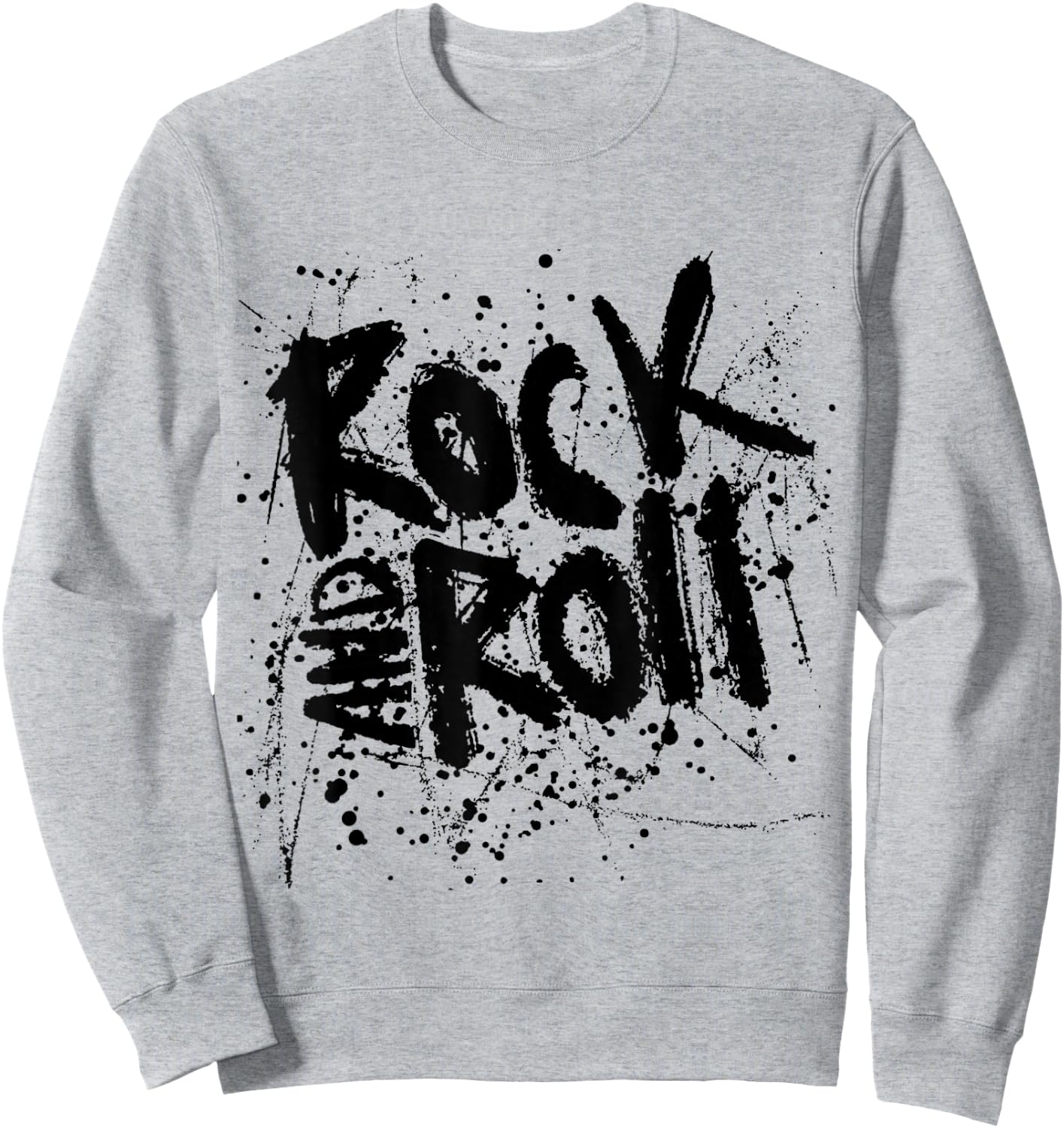 Rock and Roll Cool Hipster Grunge Effect Lettering Sweatshirt - Sweatshirt | Ash