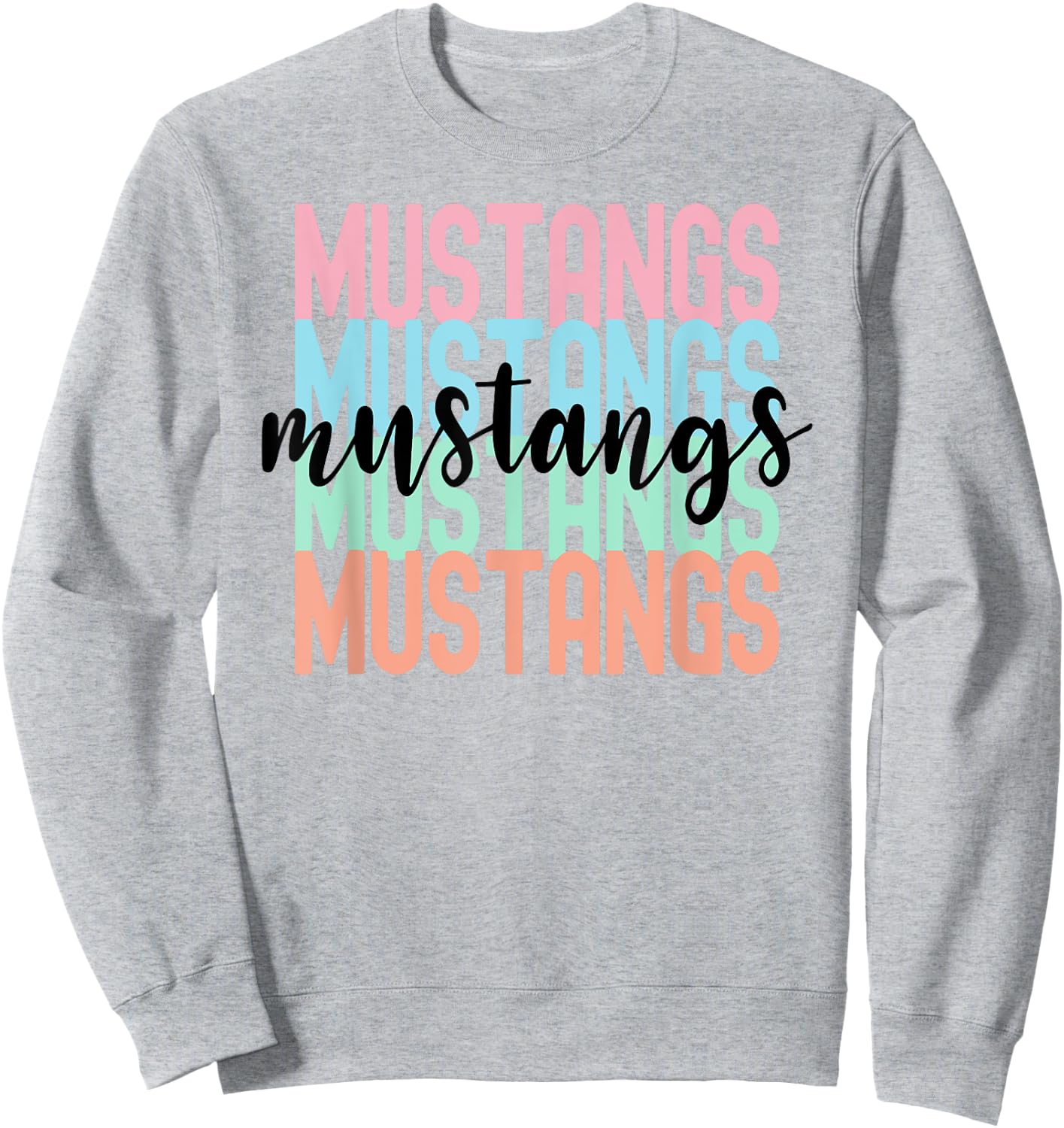 Mustangs Team Mascot School Spirit Game Night Sweatshirt - Sweatshirt | Ash
