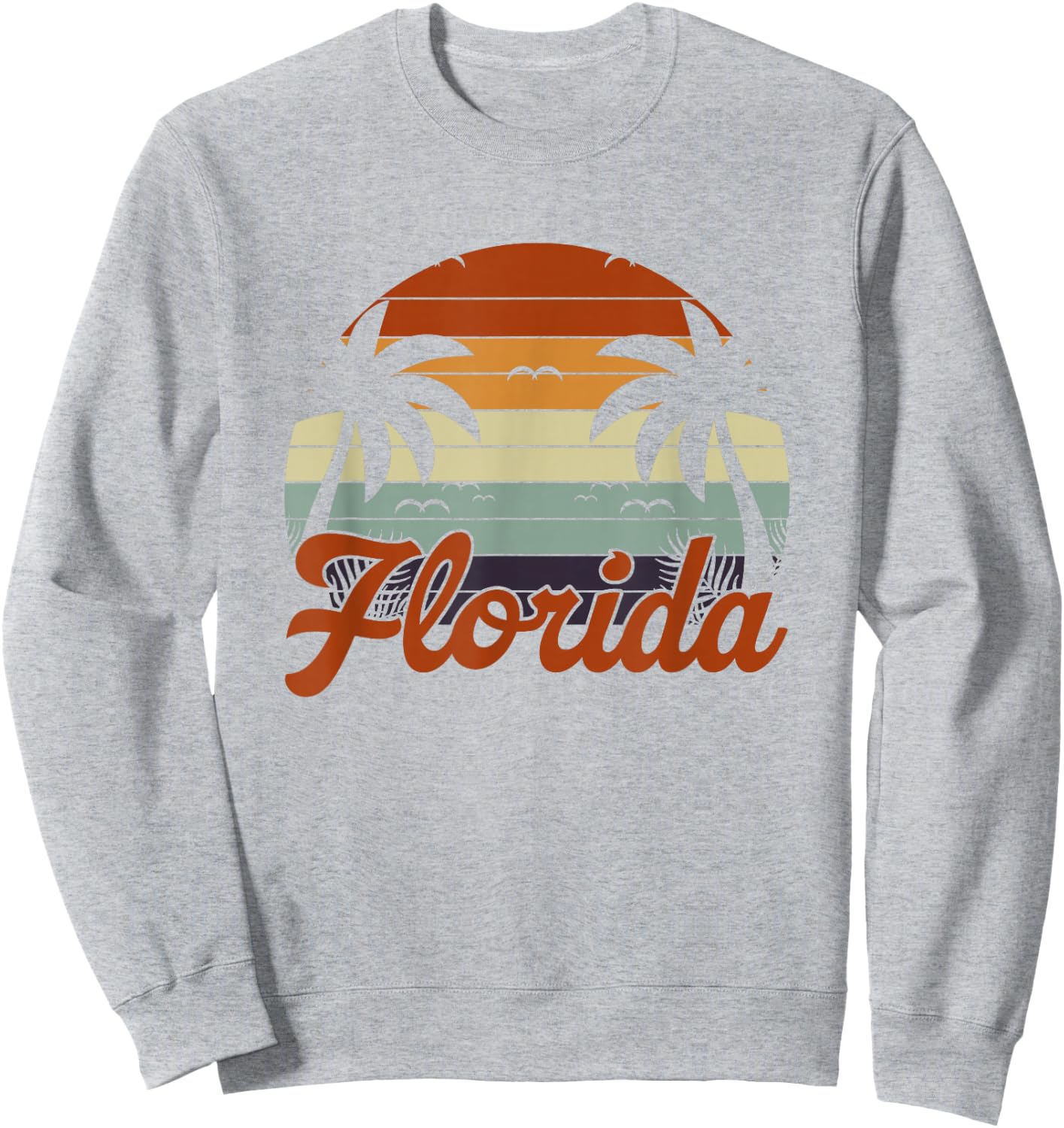 FL Beach Tropical Summer Vibes Palm Trees Retro Florida Sweatshirt - Sweatshirt | Ash