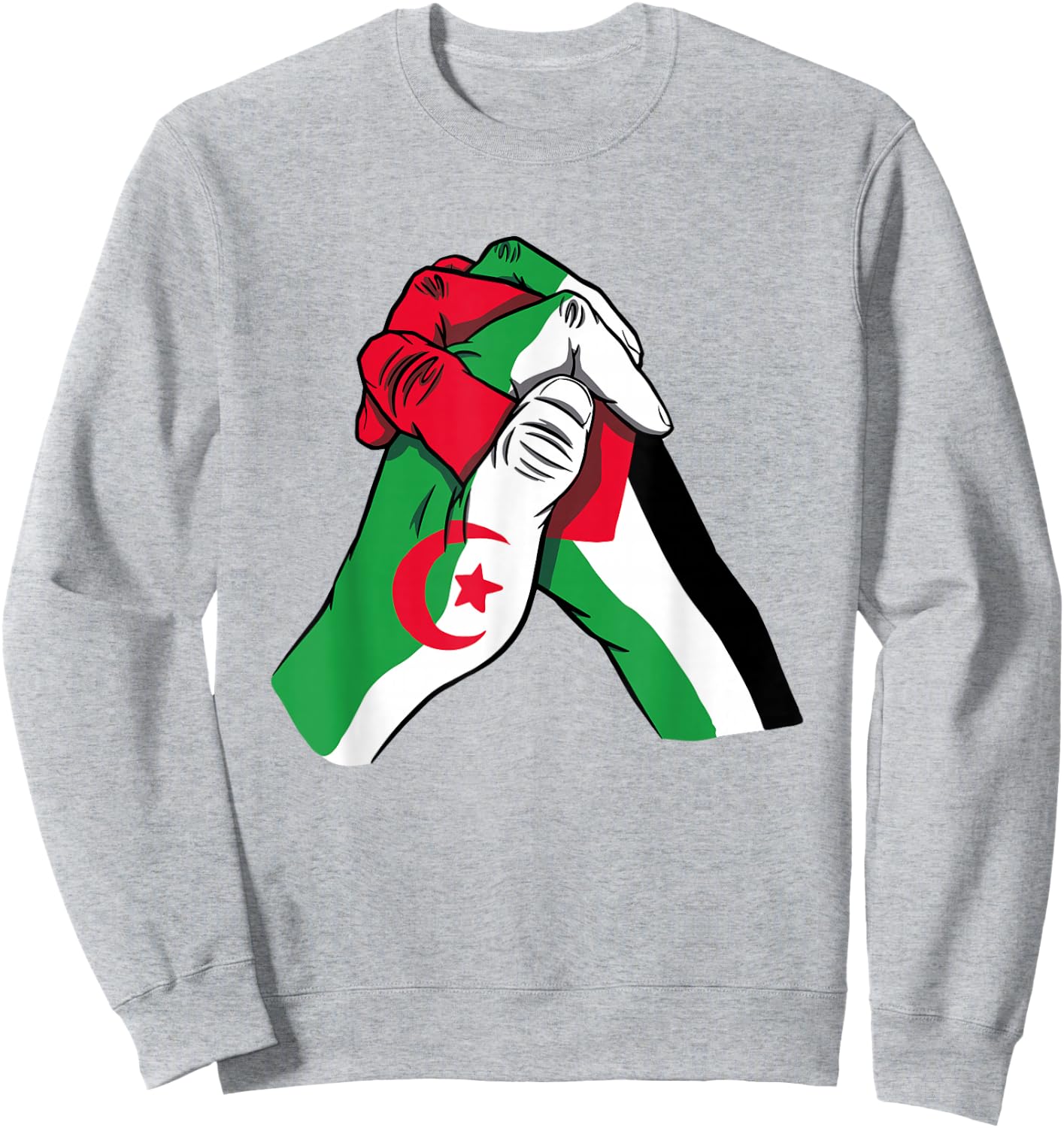 Algeria and Palestine Hands in unity Solidarity Friendship Sweatshirt - Sweatshirt | Ash
