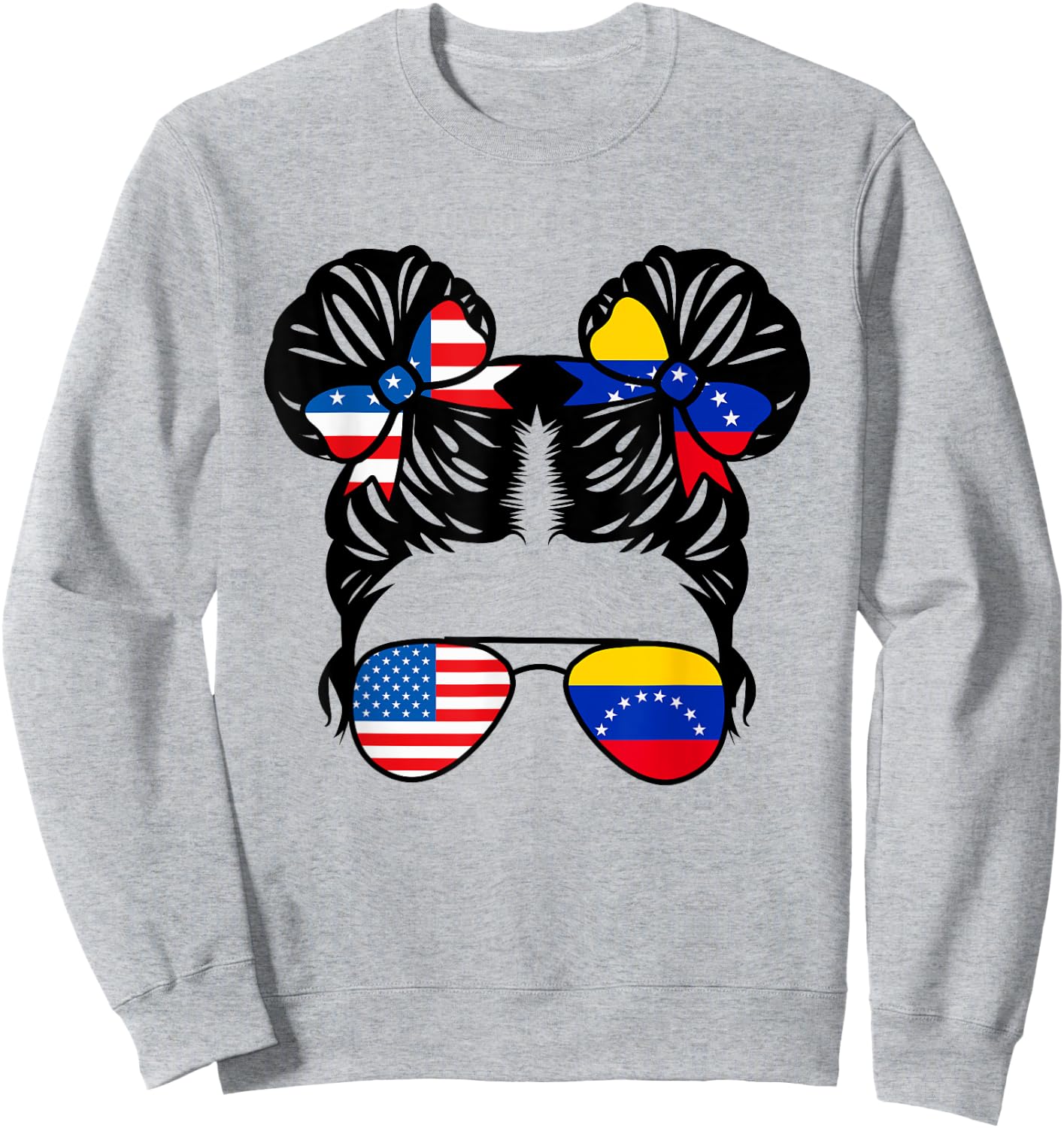 Half American Venezuelan Girl USA Venezuela Flag Patriot Sweatshirt - Sweatshirt | Ash