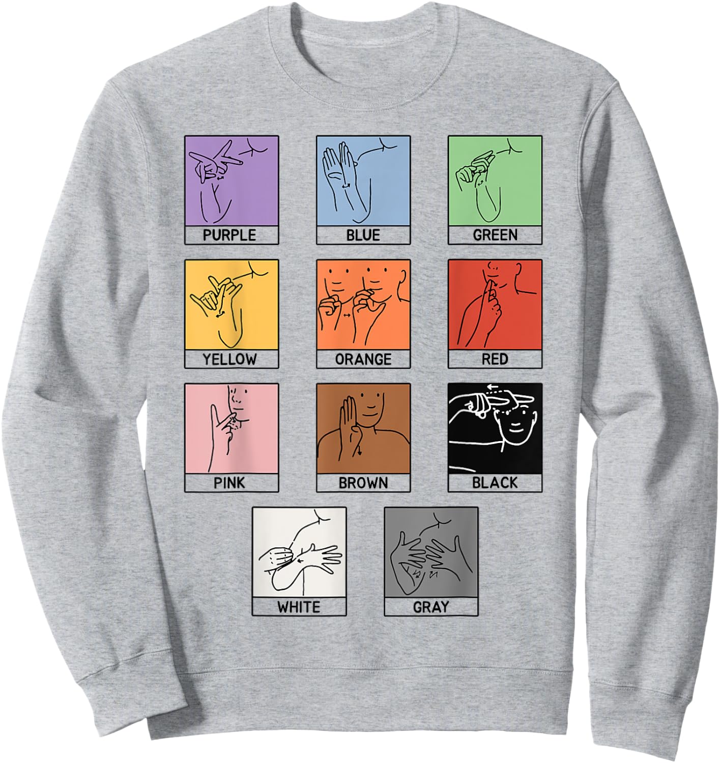 Colors ASL Sign Language Deaf Sign Language Simple Asl Sweatshirt - Sweatshirt | Ash