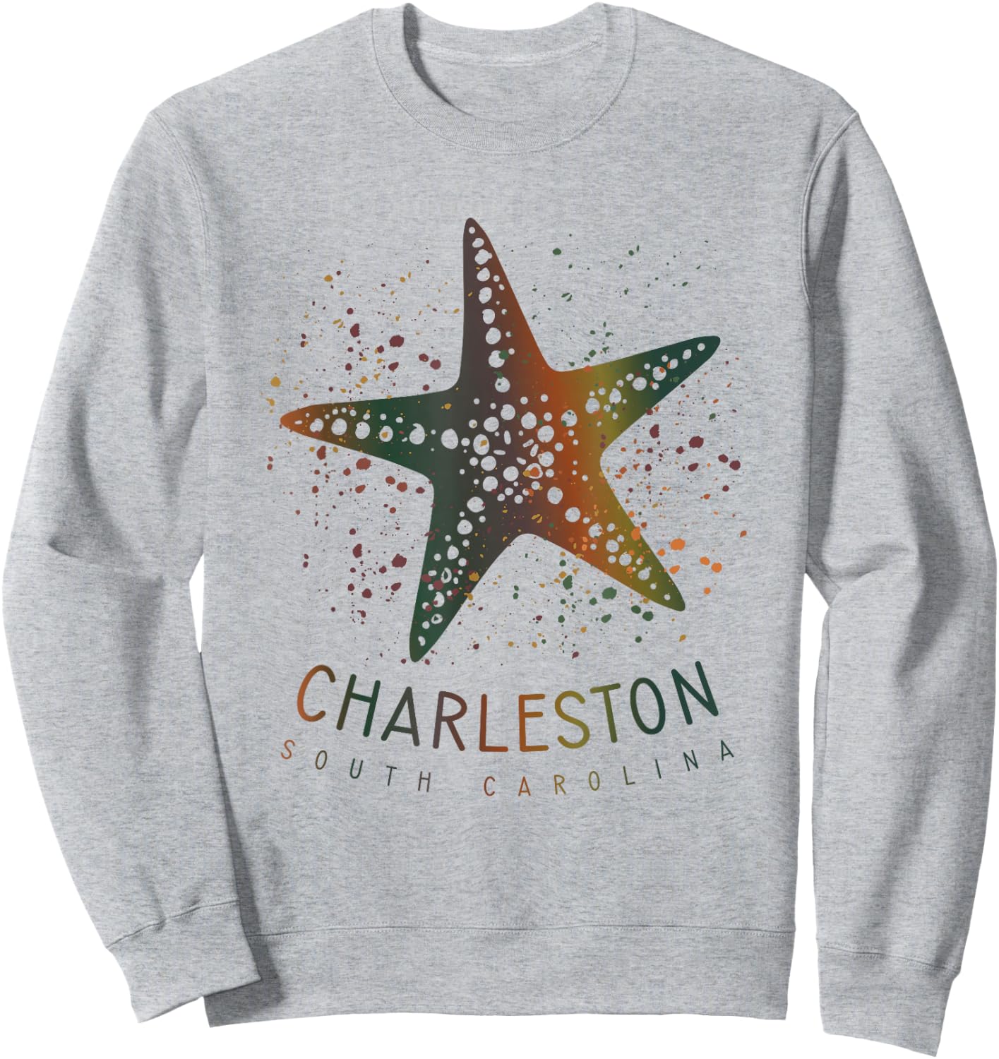 Charleston SC Cute Girls Kids Starfish Graphic Sweatshirt - Sweatshirt | Ash