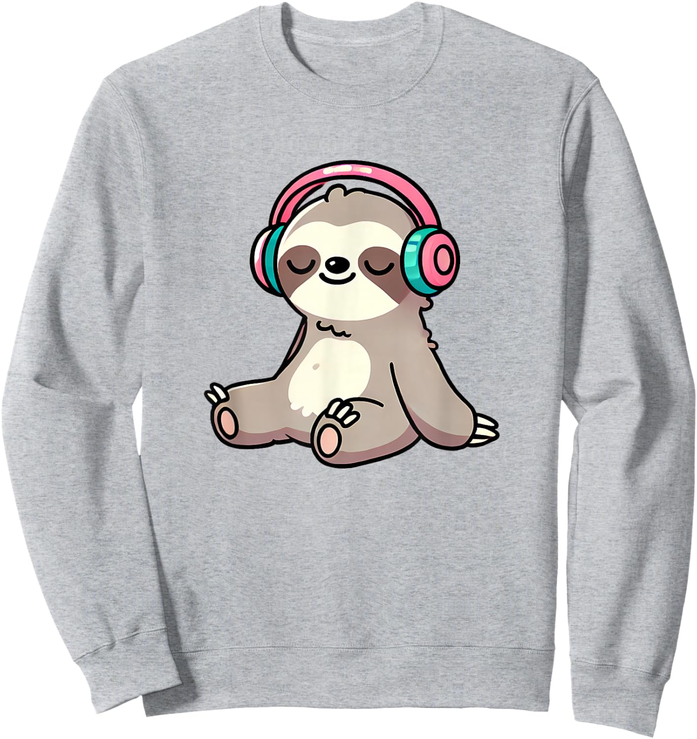 Sloth Listening To Music Cute Sloth And Music Lover Animal Sweatshirt - Sweatshirt | Ash