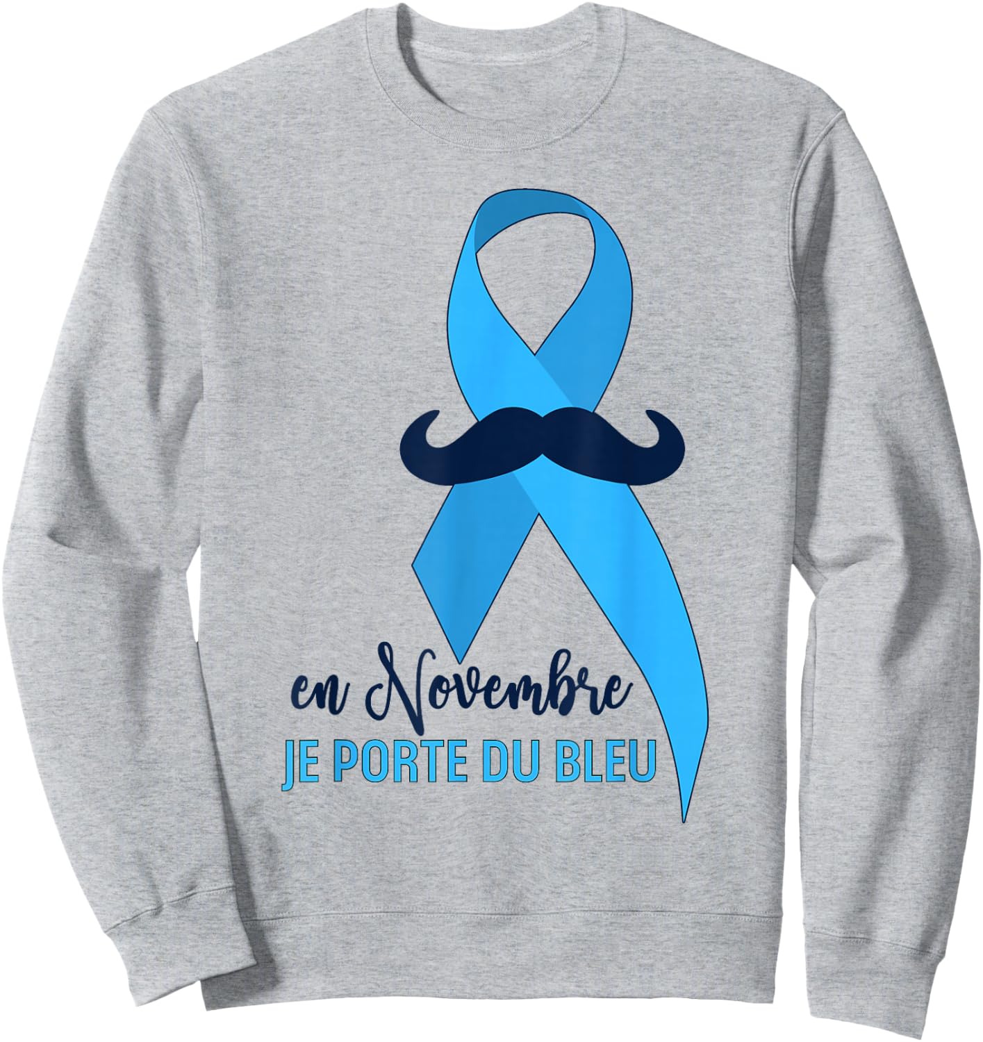 Blue Ribbon Prostate Cancer November Awareness Sweatshirt - Sweatshirt | Ash