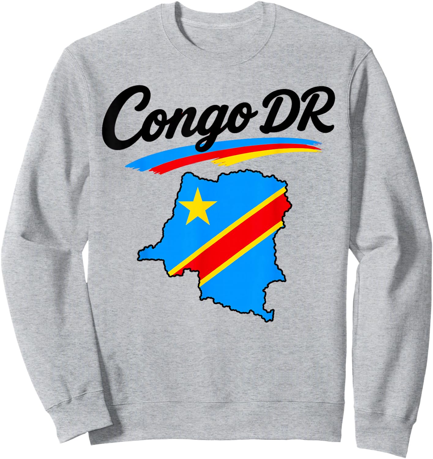 Congo DR Flag Map Script Athletic Men Women Youths Sweatshirt - Sweatshirt | Ash