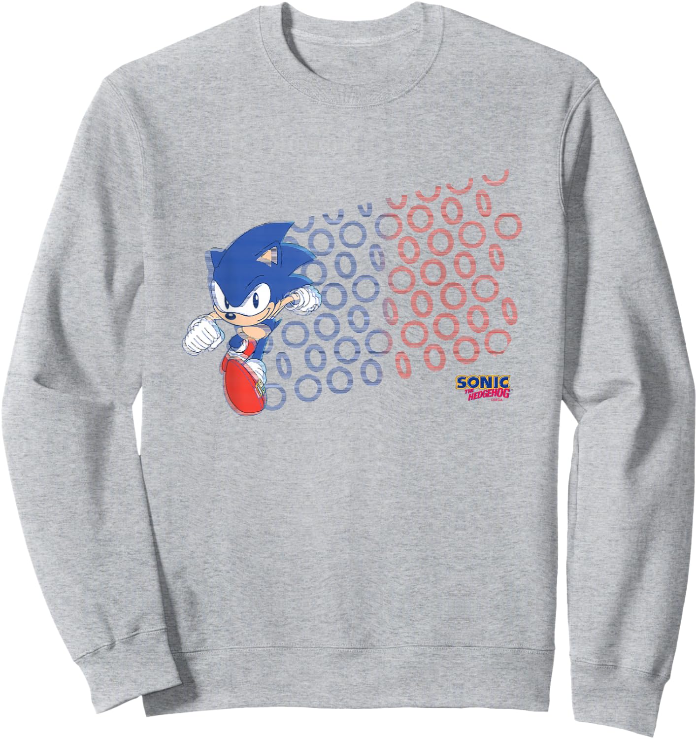 Sonic The Hedgehog Americana Red & Blue Rings Vintage Sweatshirt - Sweatshirt | Ash
