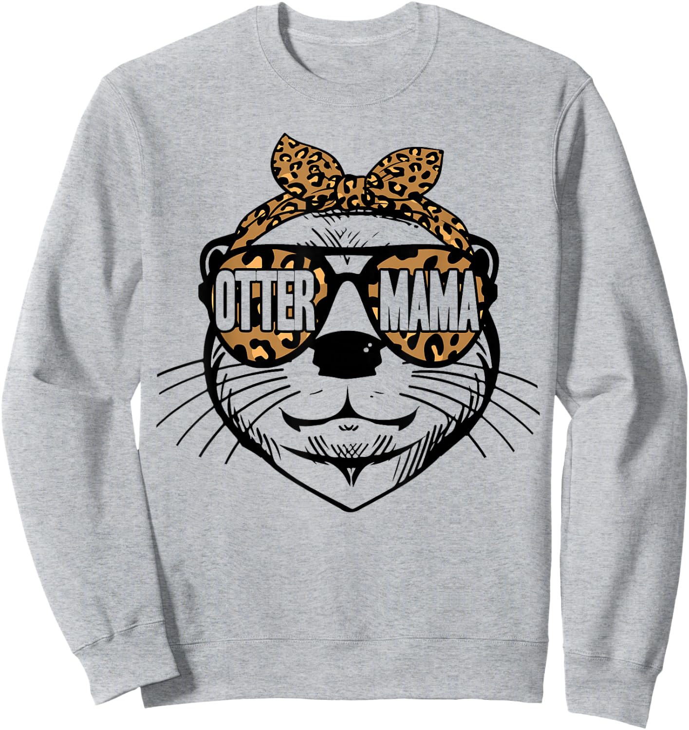 Otter Mom Cute Leopard Otter Mama Mothers Day Sweatshirt - Sweatshirt | Ash