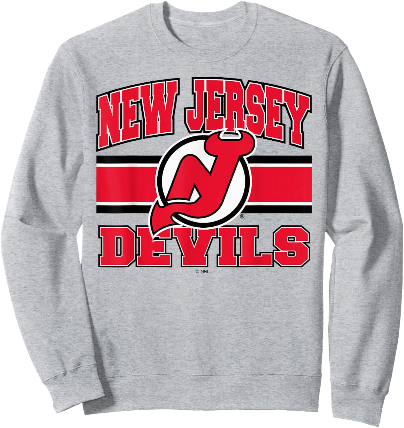 New Jersey Devils Stripe Gray Officially Licensed Sweatshirt - Sweatshirt | Ash