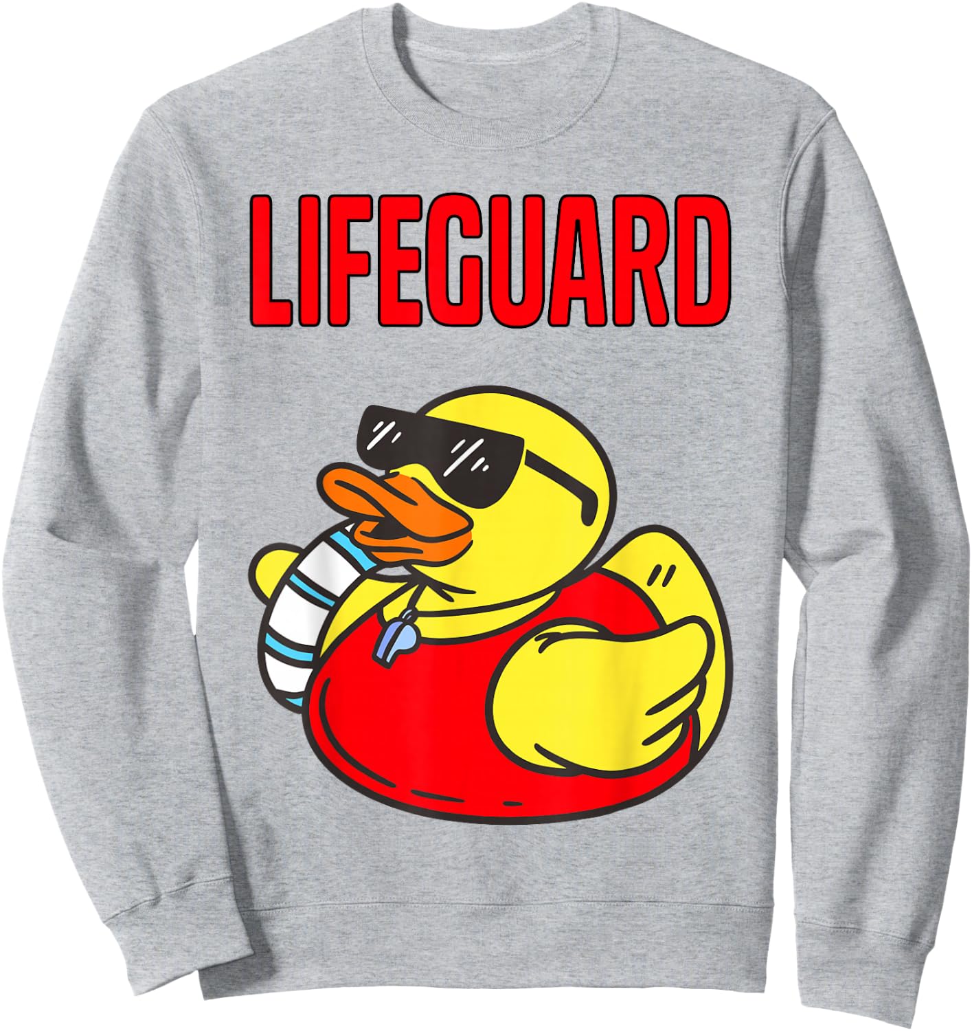 Rubber Duck Graphic Parody Lifeguard Sweatshirt - Sweatshirt | Ash