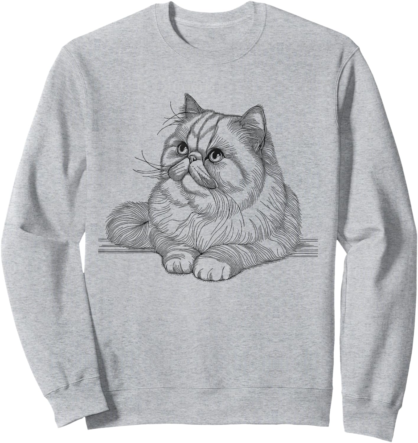 Exotic Shorthair Cat Line Art Design Women Girls Kids Sweatshirt - Sweatshirt | Ash
