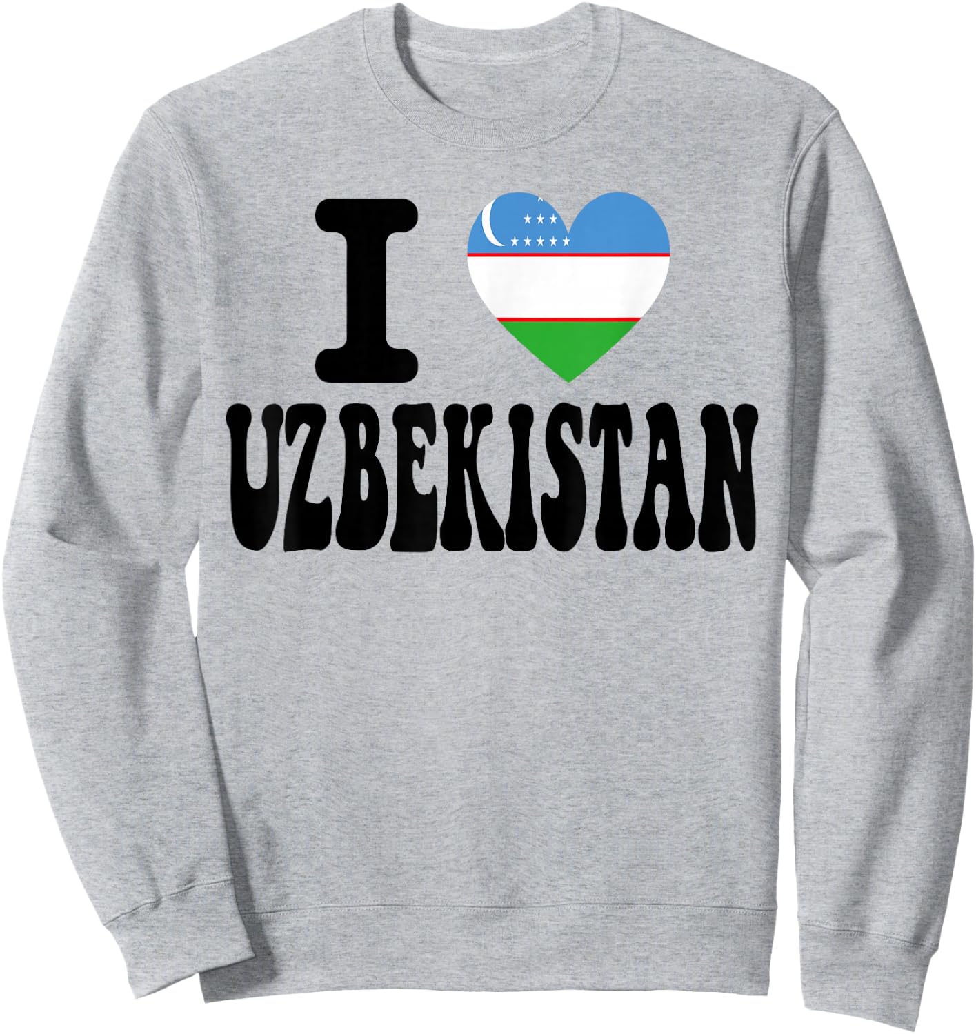 I Love Uzbekistan Heart Flag Retro Travel Souvenir Sweatshirt - Sweatshirt | Ash