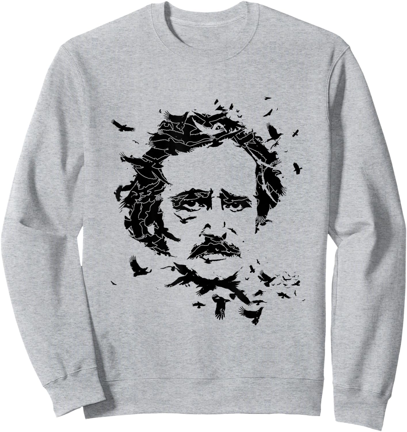 Edgar Allan Poe Raven Face Art Poem Tribute Sweatshirt - Sweatshirt | Ash