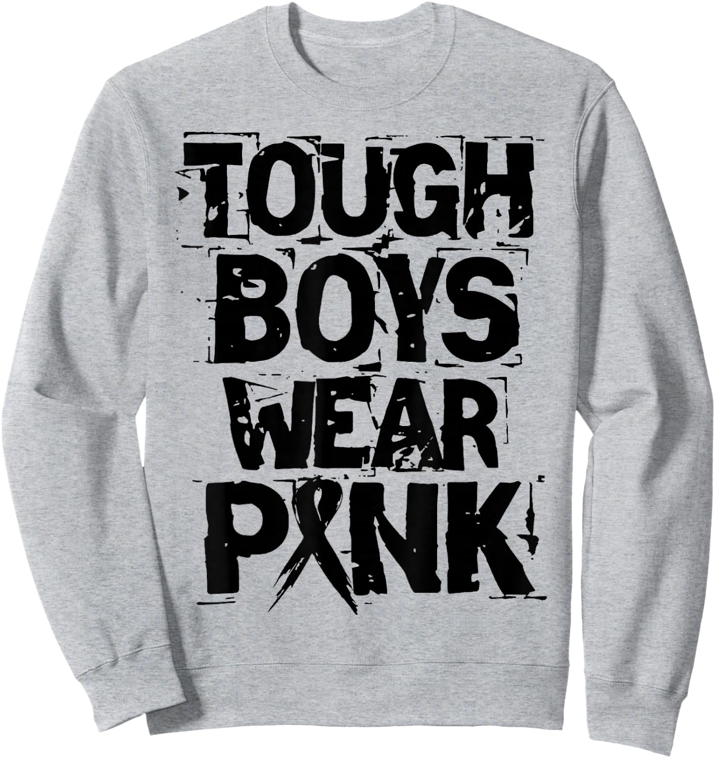 Tough Boys Wear Pink Funny Breast Cancer Awareness Men Kids Sweatshirt - Sweatshirt | Ash