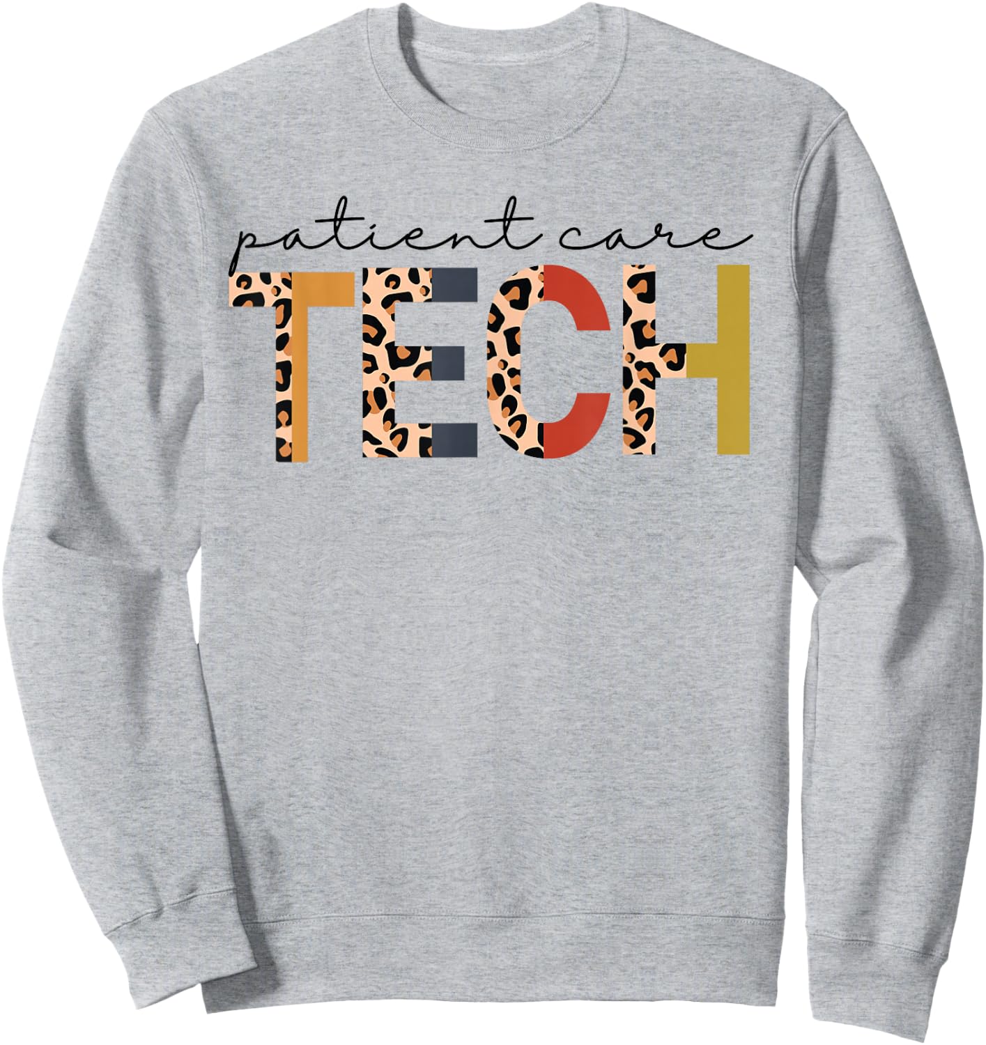 Cute Patient Care Tech Leopard Patient Care Technician PCT Sweatshirt - Sweatshirt | Ash