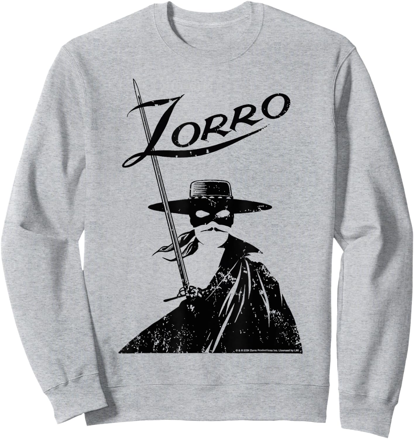 Zorro Sword Mask and Cape Silhouette , white, S Sweatshirt - Sweatshirt | Ash