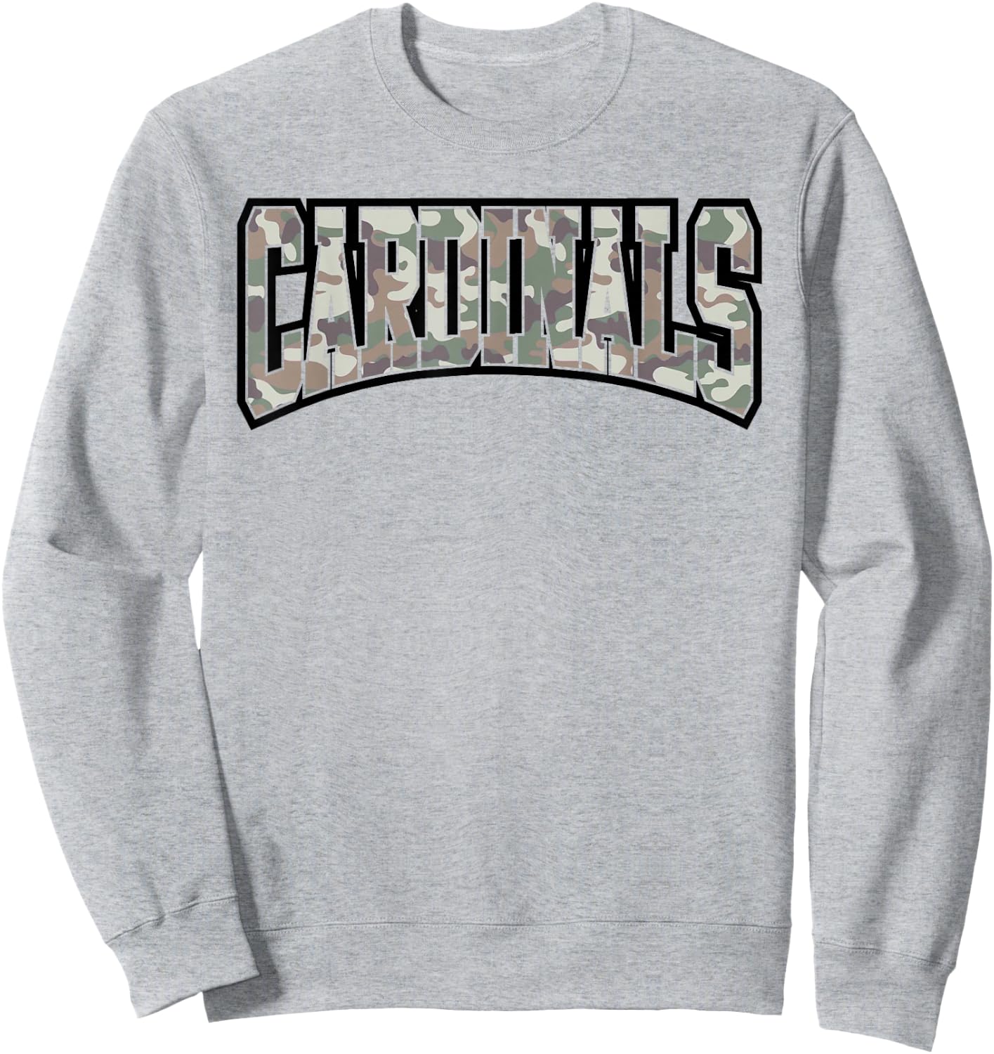 Cardinals Camouflage Word School Spirit Game Day Camo Sweatshirt - Sweatshirt | Ash