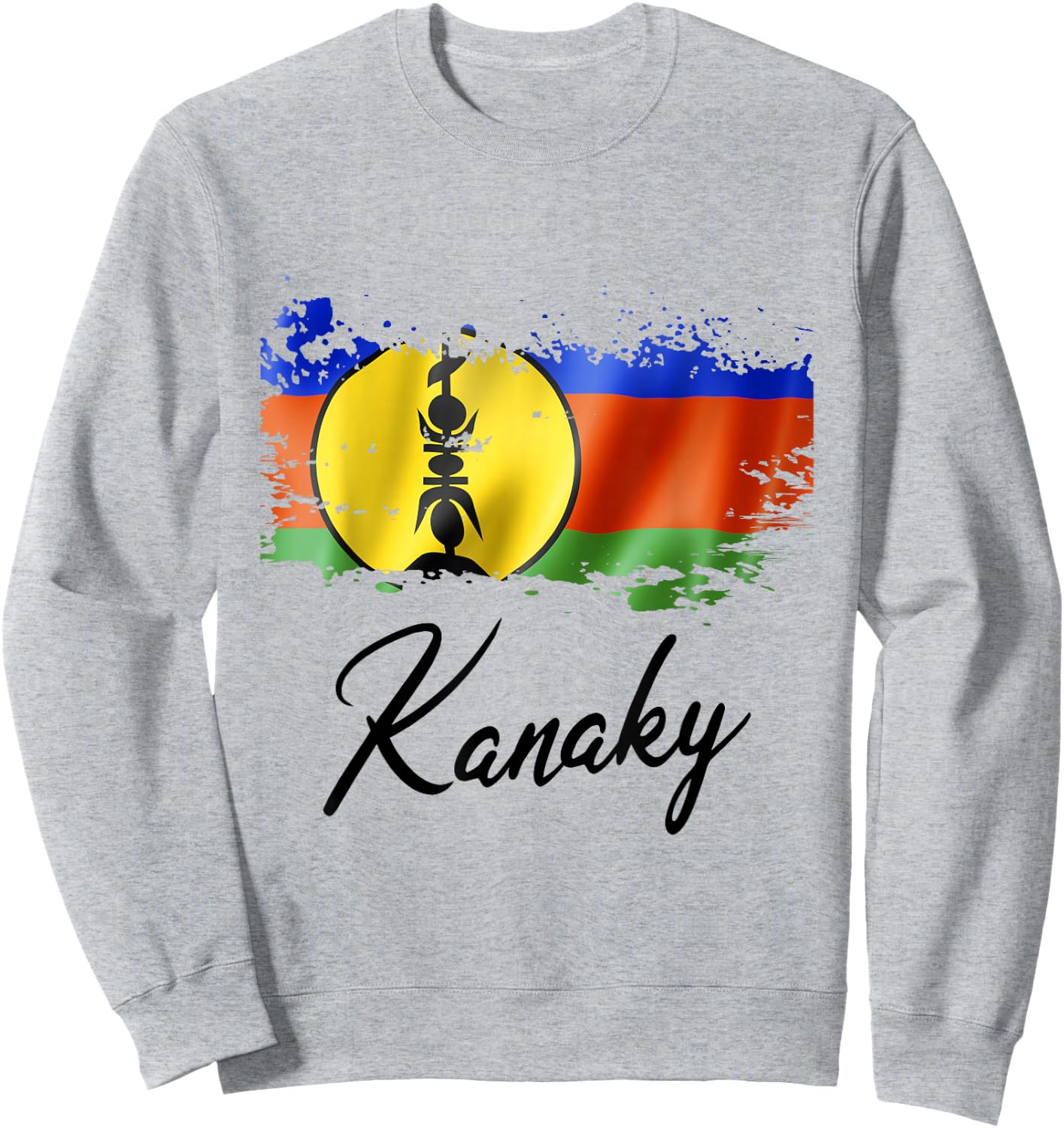 Flag Kanak New Caledonia Grunge Man Woman Child , Blue, S Sweatshirt - Sweatshirt | Ash