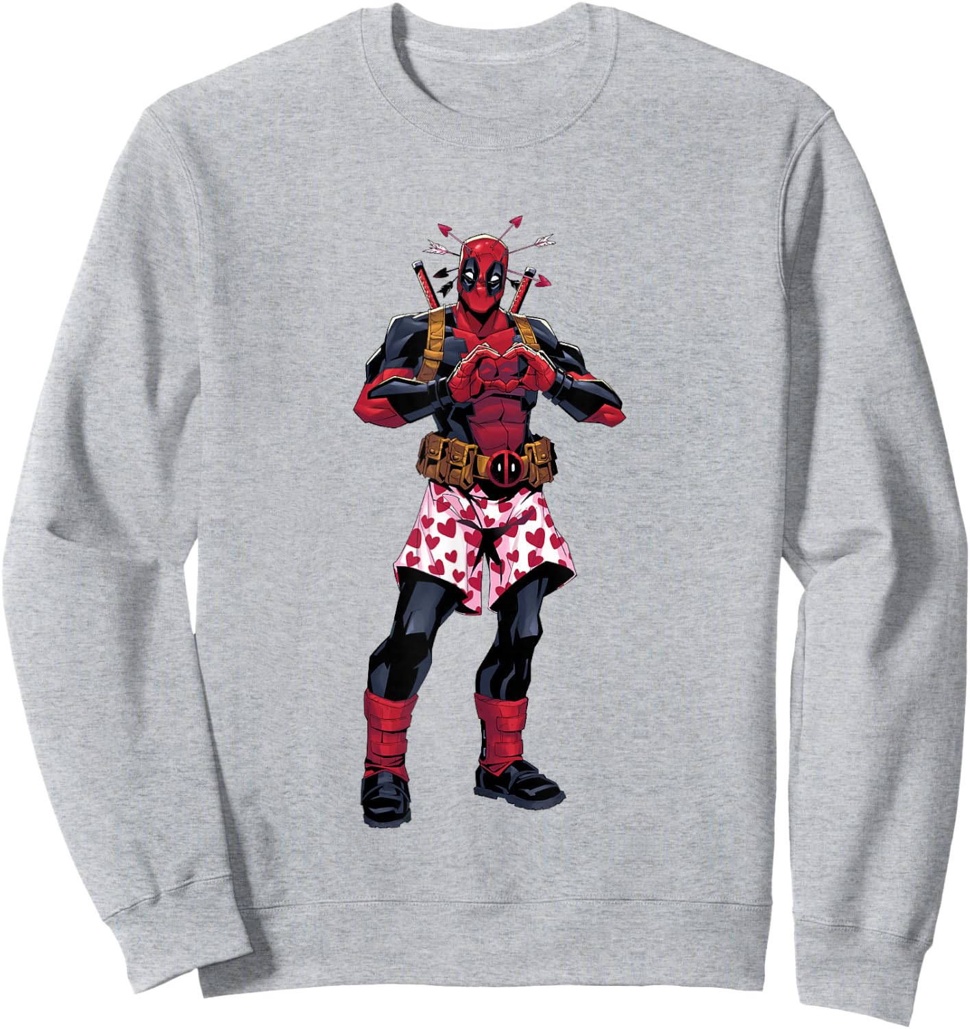 Marvel Deadpool Valentine's Day Love Heart Hand Portrait Sweatshirt - Sweatshirt | Ash