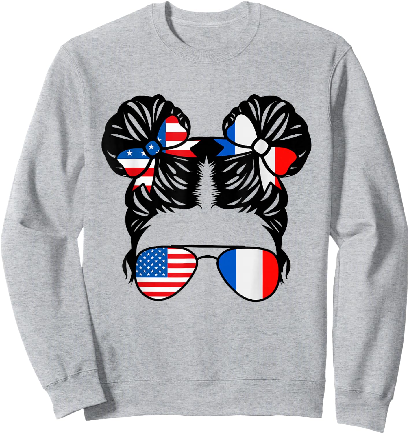 Half American Half French Girl USA France Flag Patriot Sweatshirt - Sweatshirt | Ash