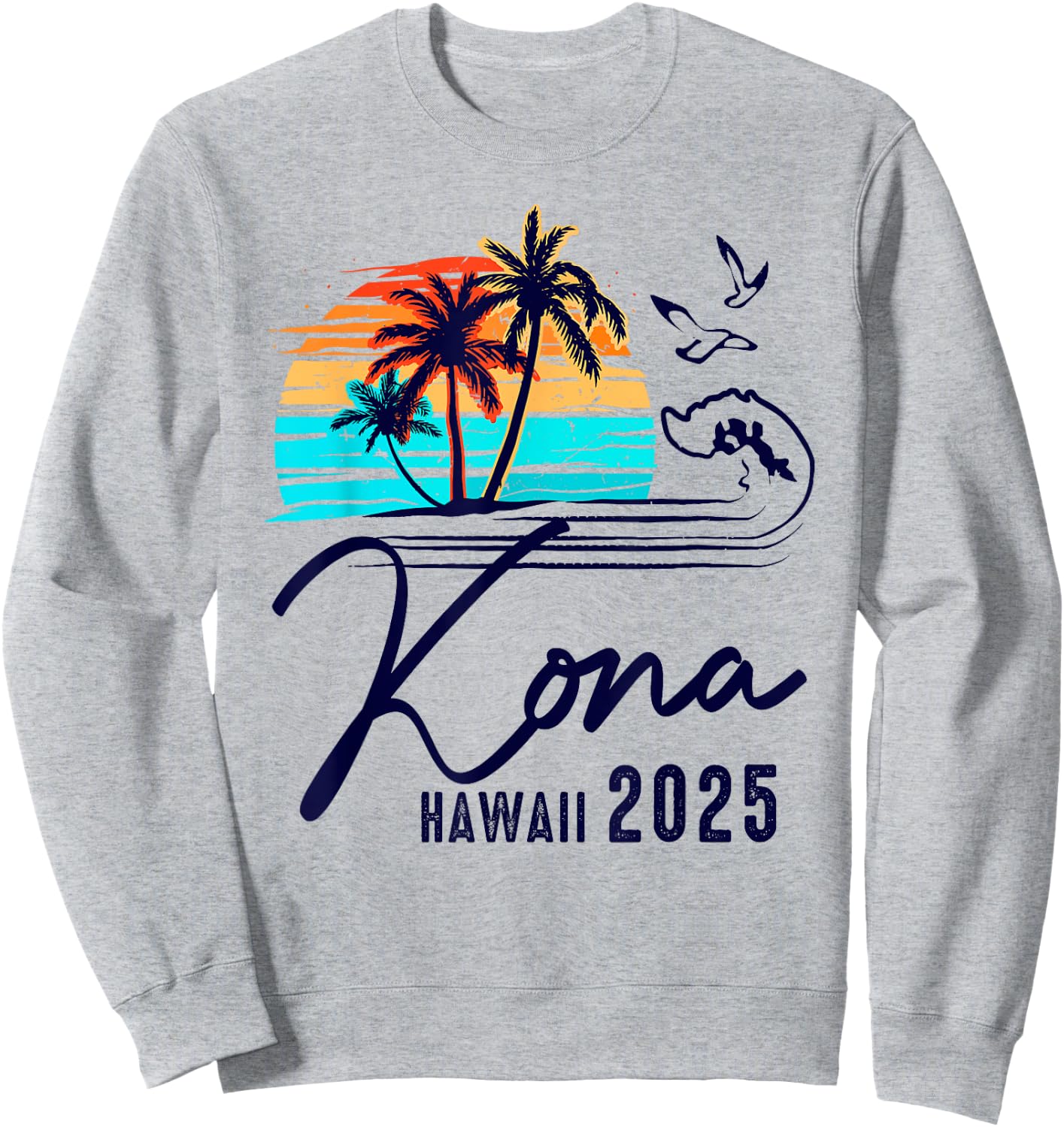 Kona Hawaii 2025 Summer Vacation Matching Family Group Sweatshirt - Sweatshirt | Ash