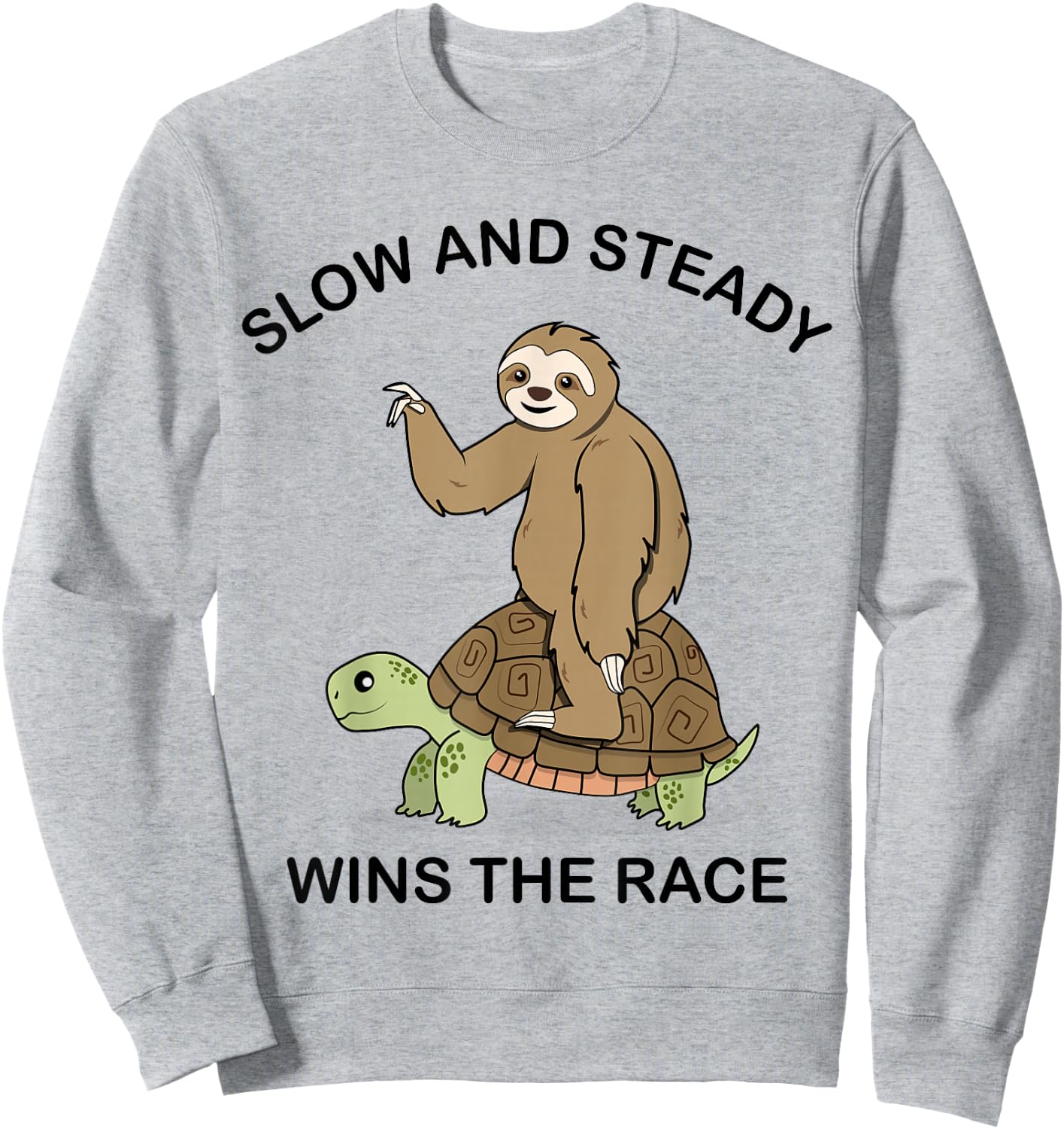 Sloth riding Turtle - slow and steady wins the race Sweatshirt - Sweatshirt | Ash