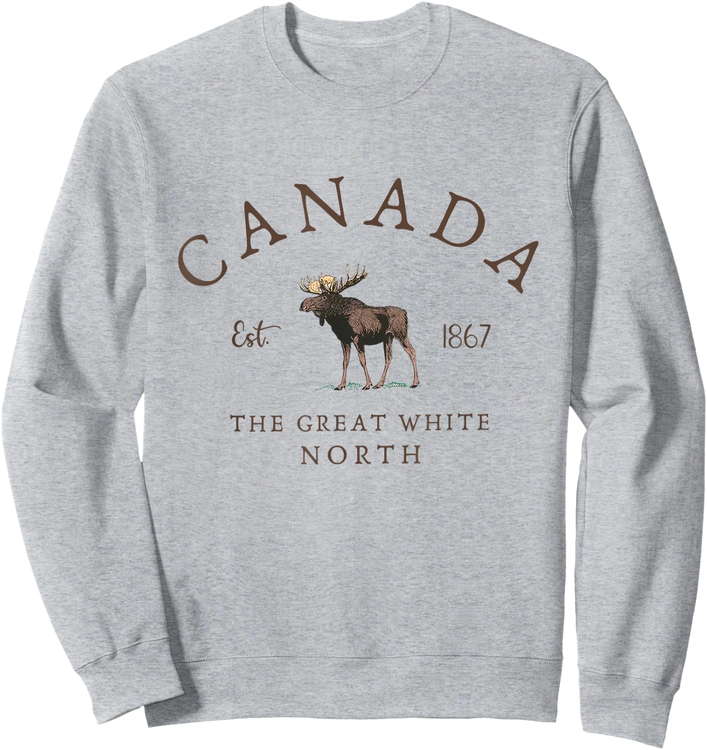 Vintage Moose Canada 1867 The Great White North Canada Day Sweatshirt - Sweatshirt | Ash