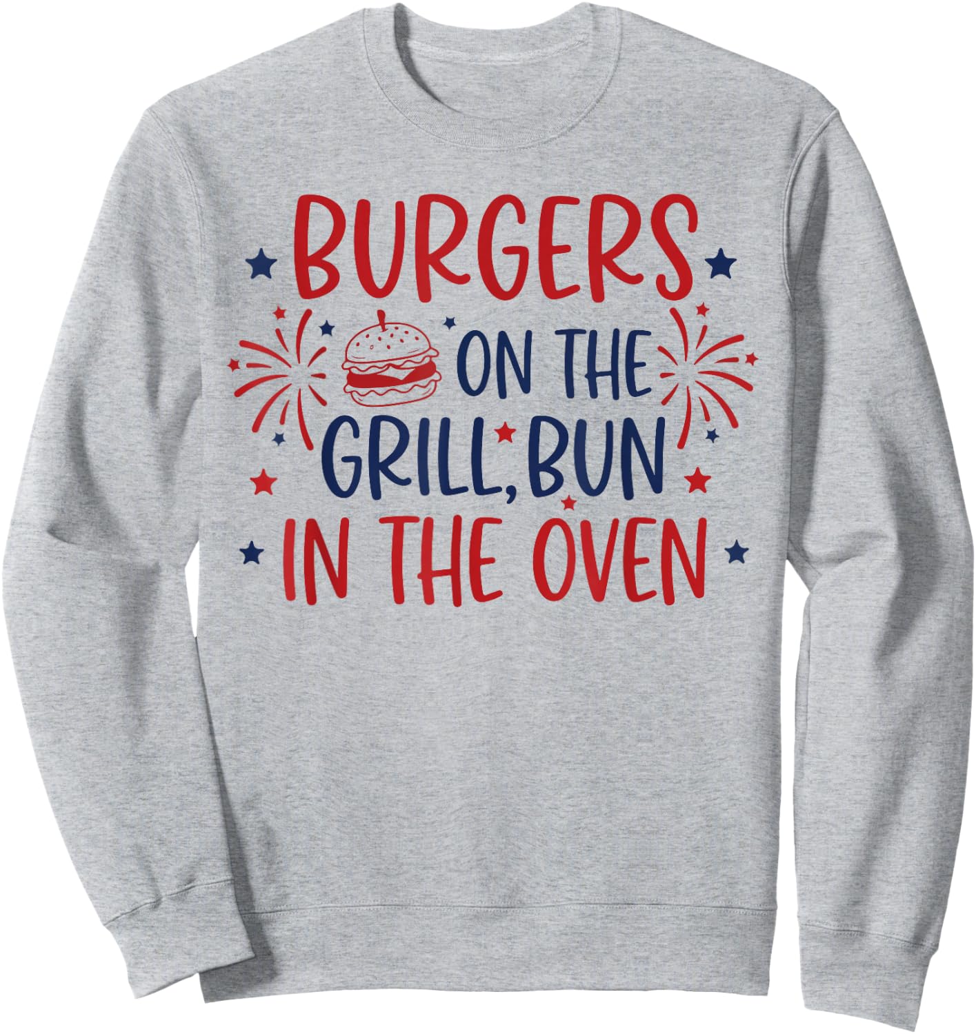 Retro Burgers On The Grill Bun in The Oven Pregnant Sweatshirt - Sweatshirt | Ash