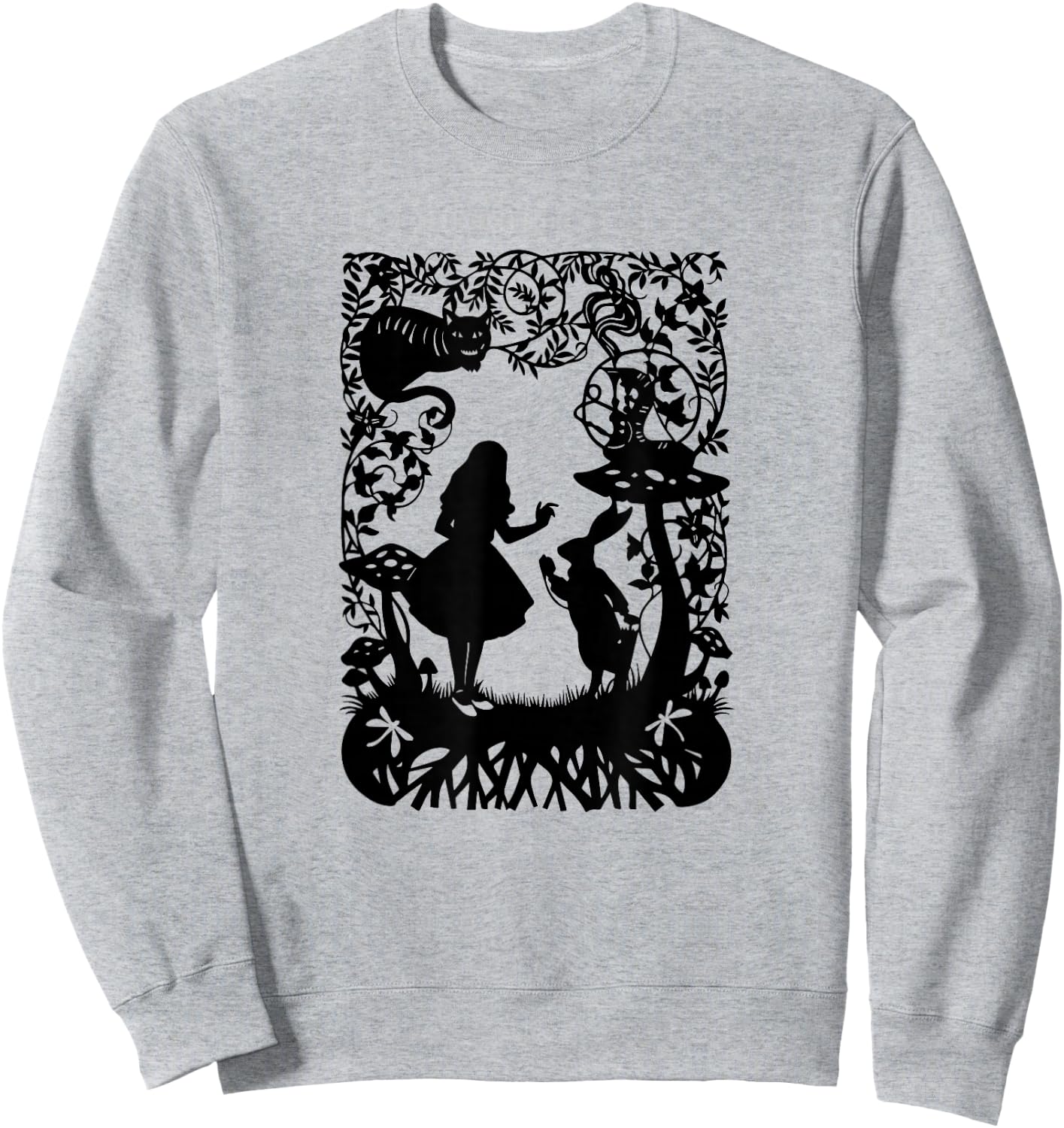 Alice im Wunderland mit Katze und Hase Sweatshirt - Sweatshirt | Ash