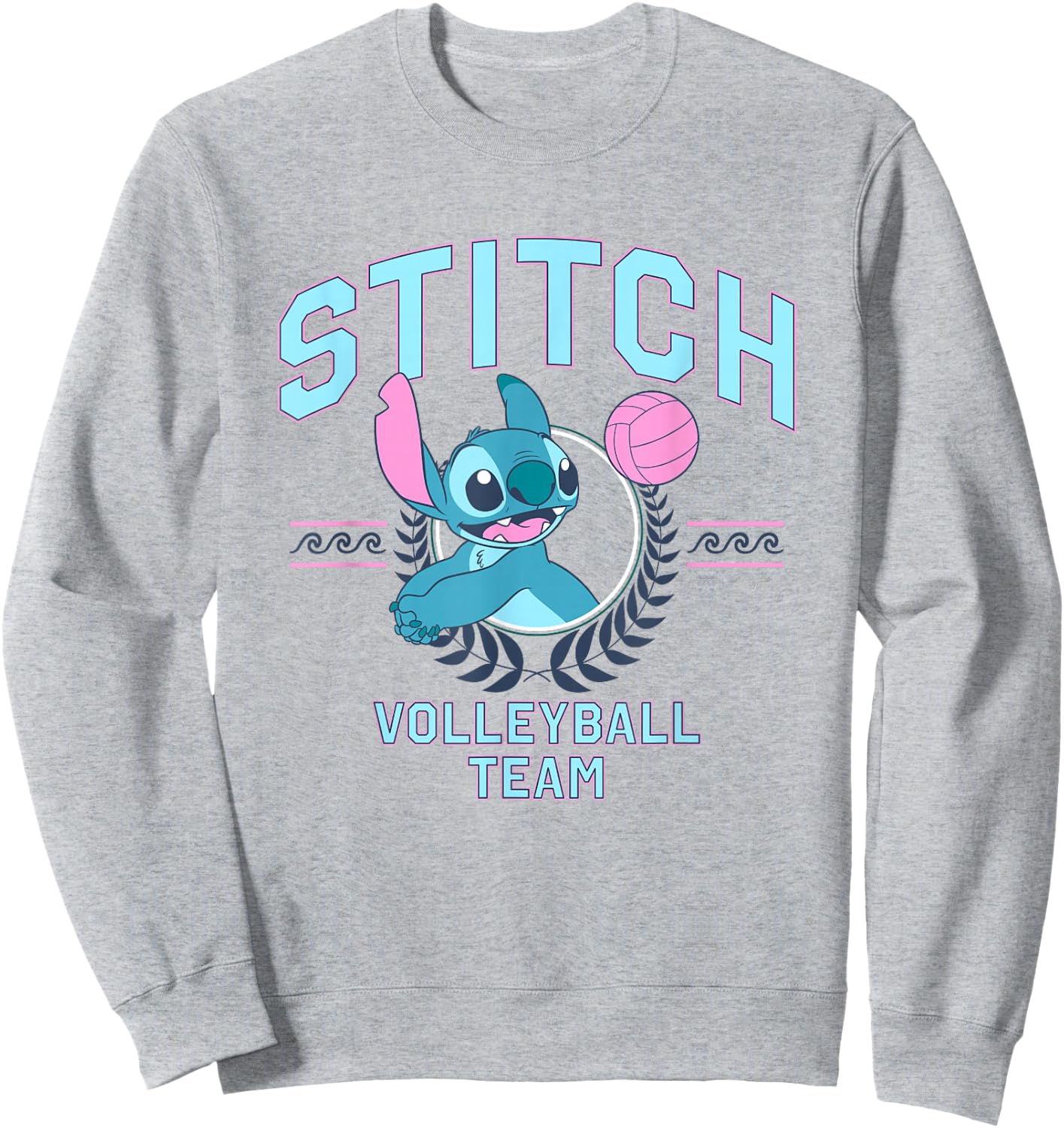 Disney Lilo & Stitch Volleyball Team Cute Stitch Chest Logo Sweatshirt - Sweatshirt | Ash