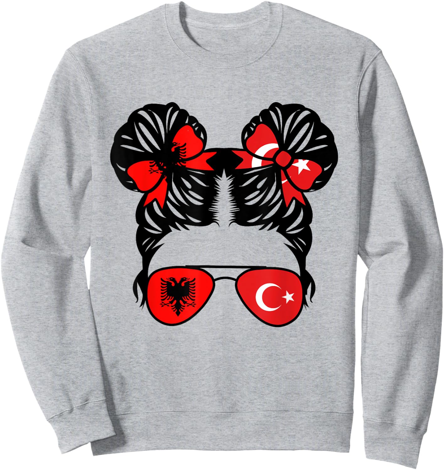 Half Albanian Half Turkish Girl Albania Kids Heritage Sweatshirt - Sweatshirt | Ash