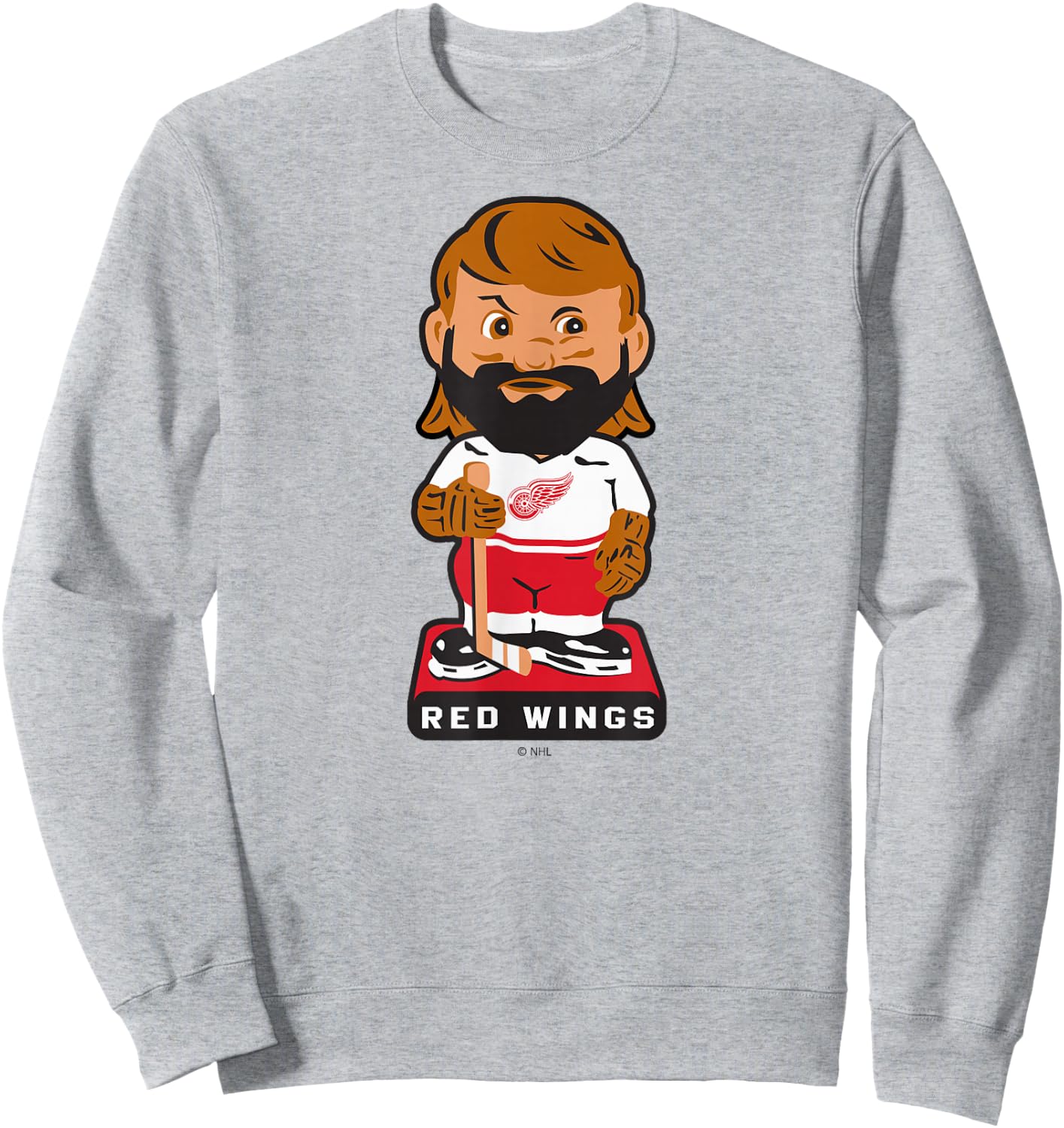Detroit Red Wings Bobblehead Gray Officially Licensed Sweatshirt - Sweatshirt | Ash
