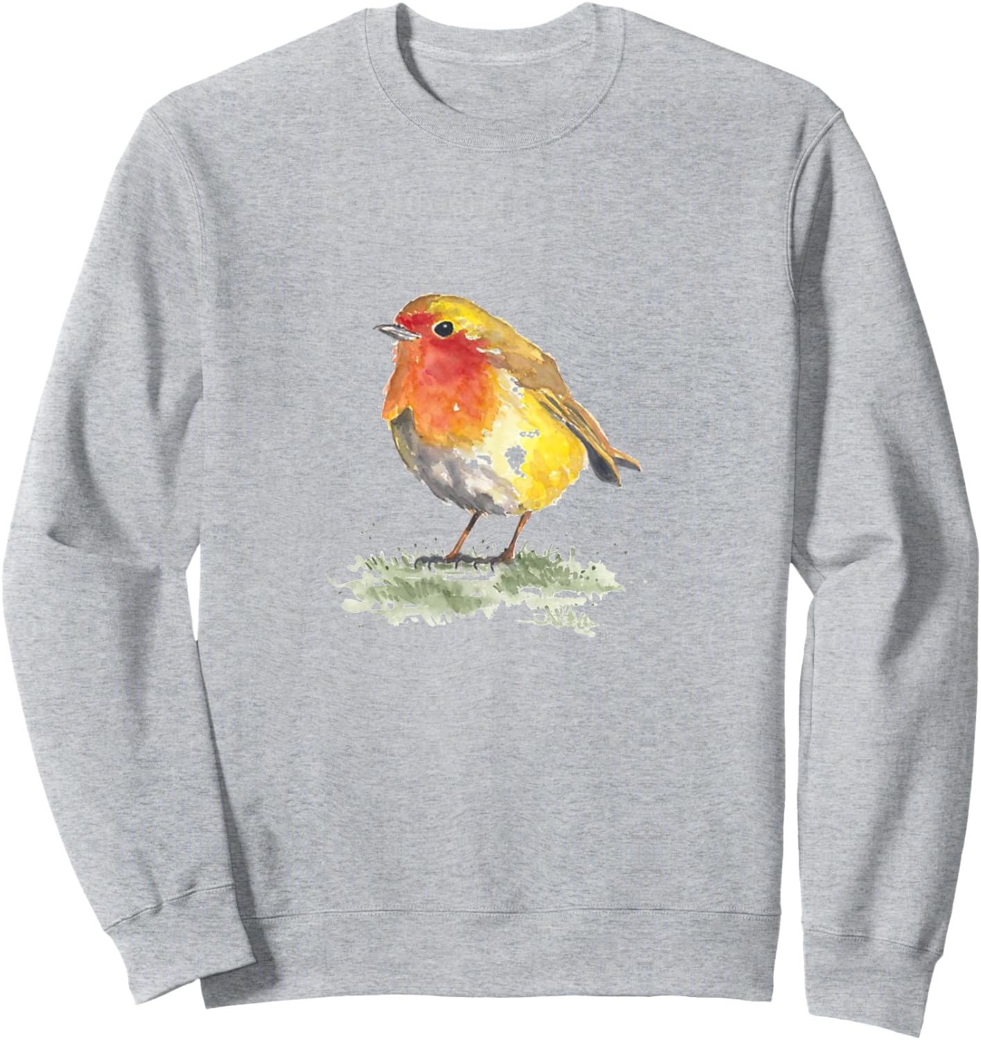 Robin Bird Motif, Print Gift , White, s Sweatshirt - Sweatshirt | Ash